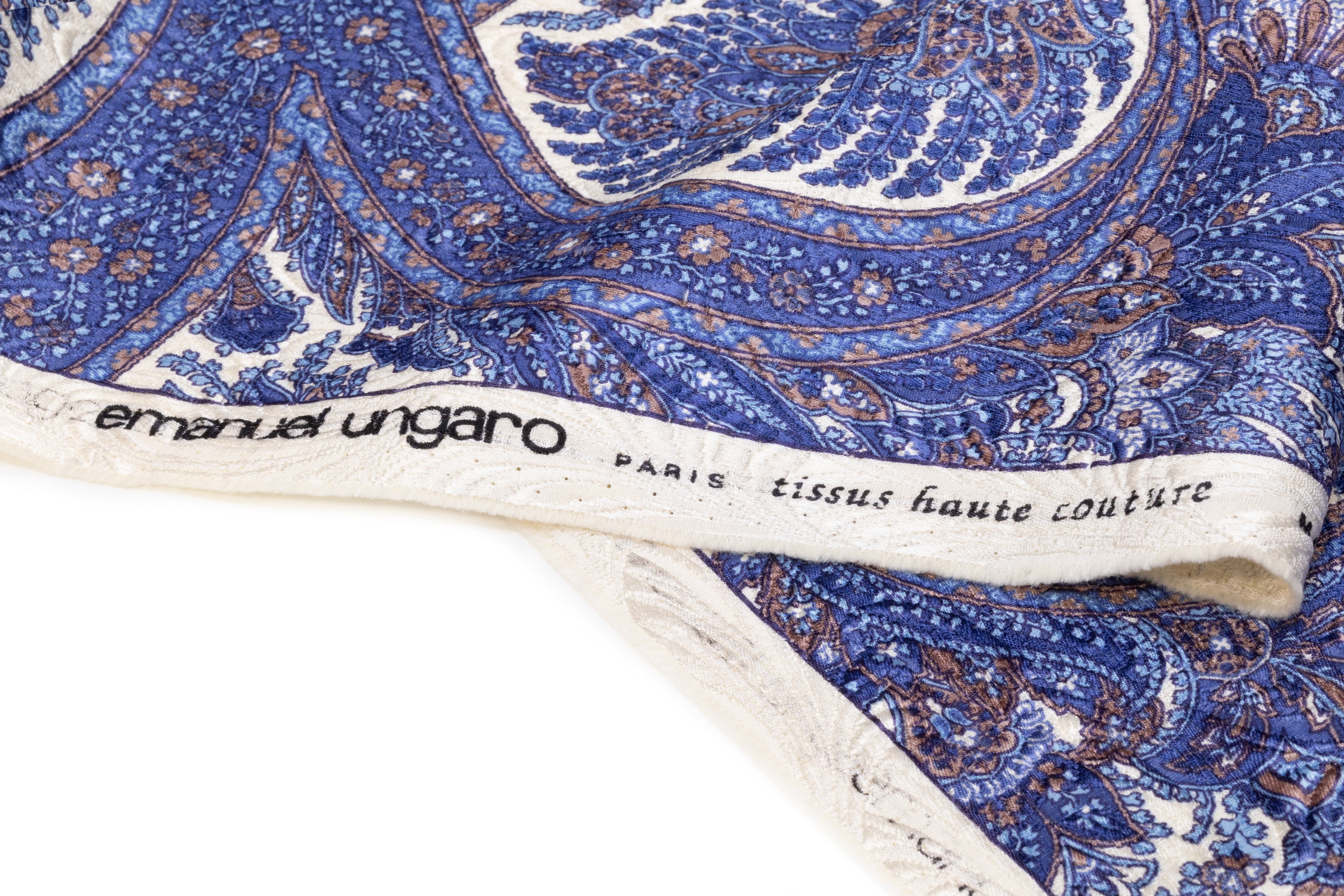 Emanuel Ungaro - Printed Italian Silk Blend Matelassé - Blue