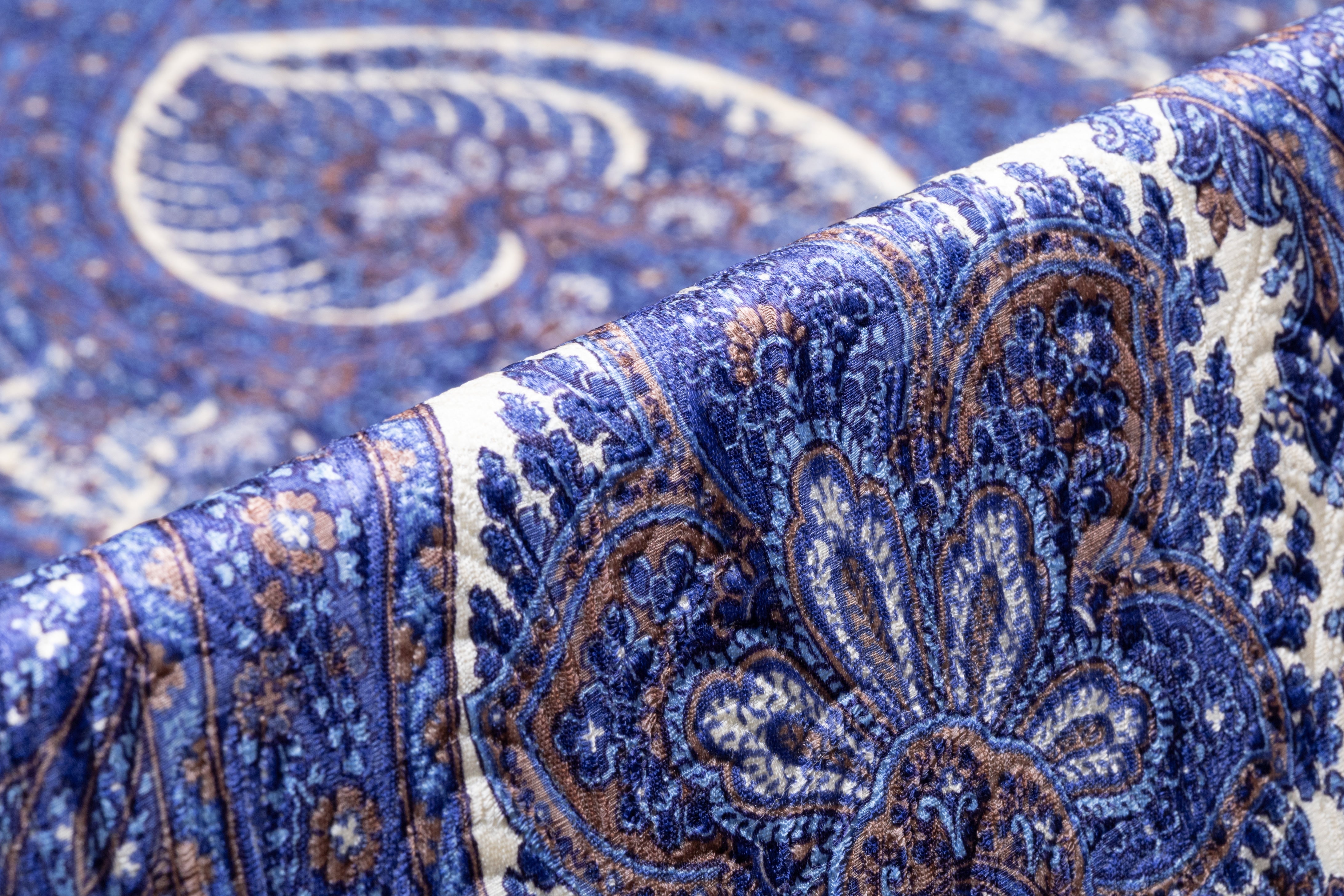 Emanuel Ungaro - Printed Italian Silk Blend Matelassé - Blue