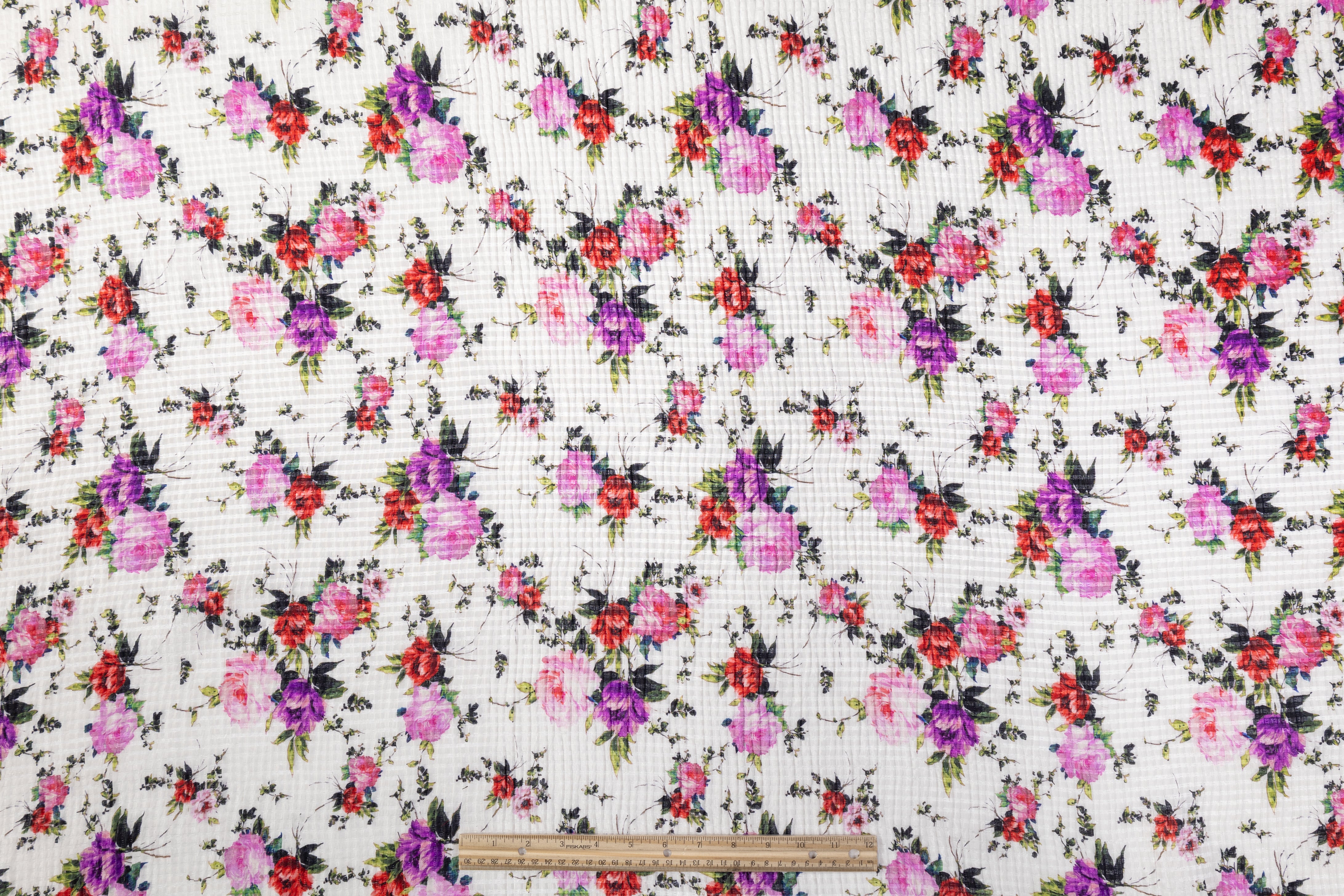 Italian Metallic Seersucker Silk Print - White / Multicolor