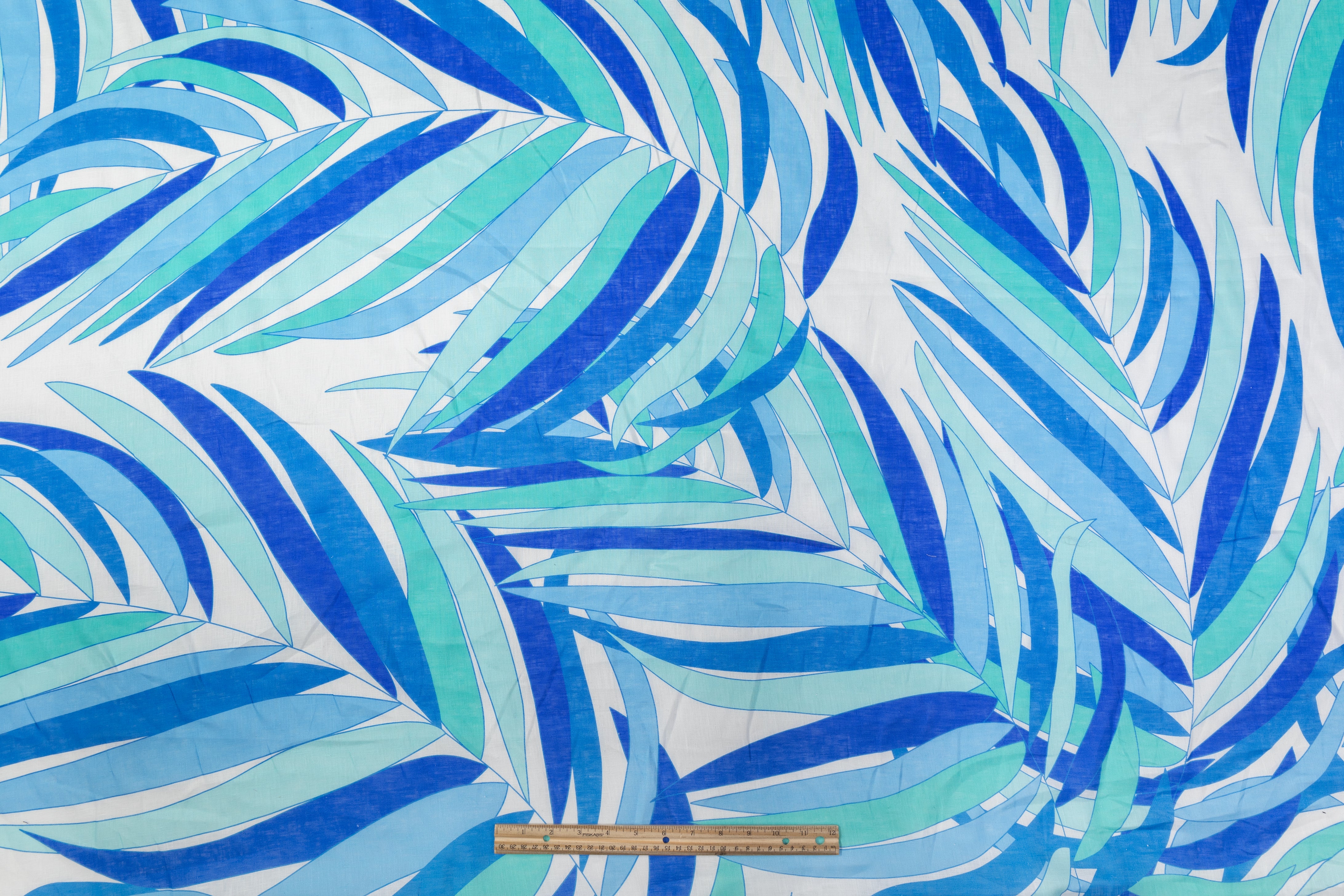 Printed Italian Linen - Blue / Green