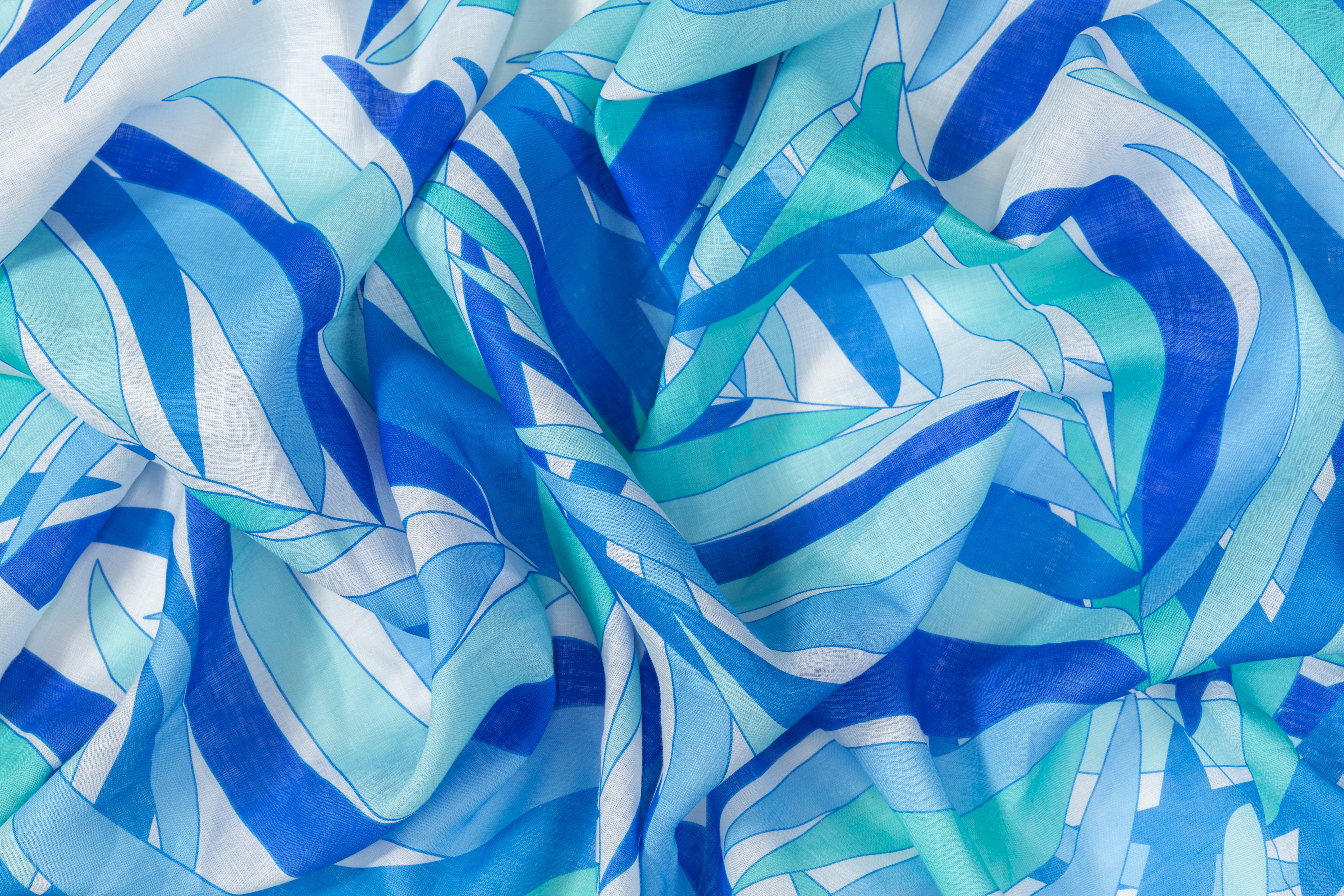 Printed Italian Linen - Blue / Green