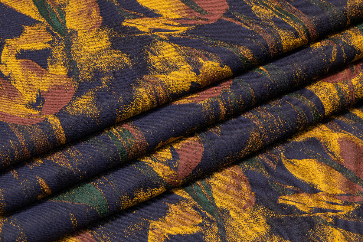 Floral Italian Brocade - Navy / Green / Gold