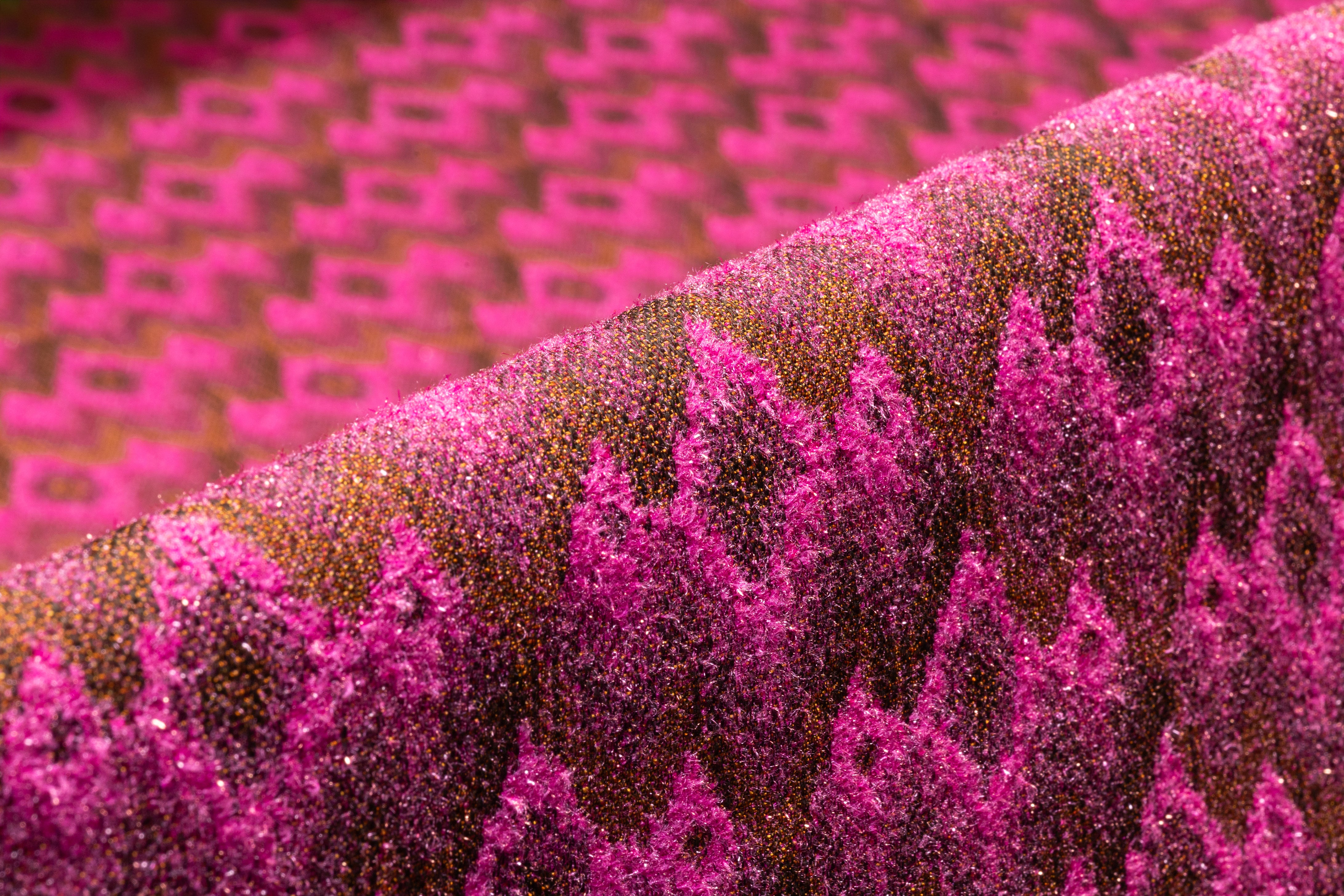 Abstract Geometric Metallic Italian Brocade - Magenta / Gold