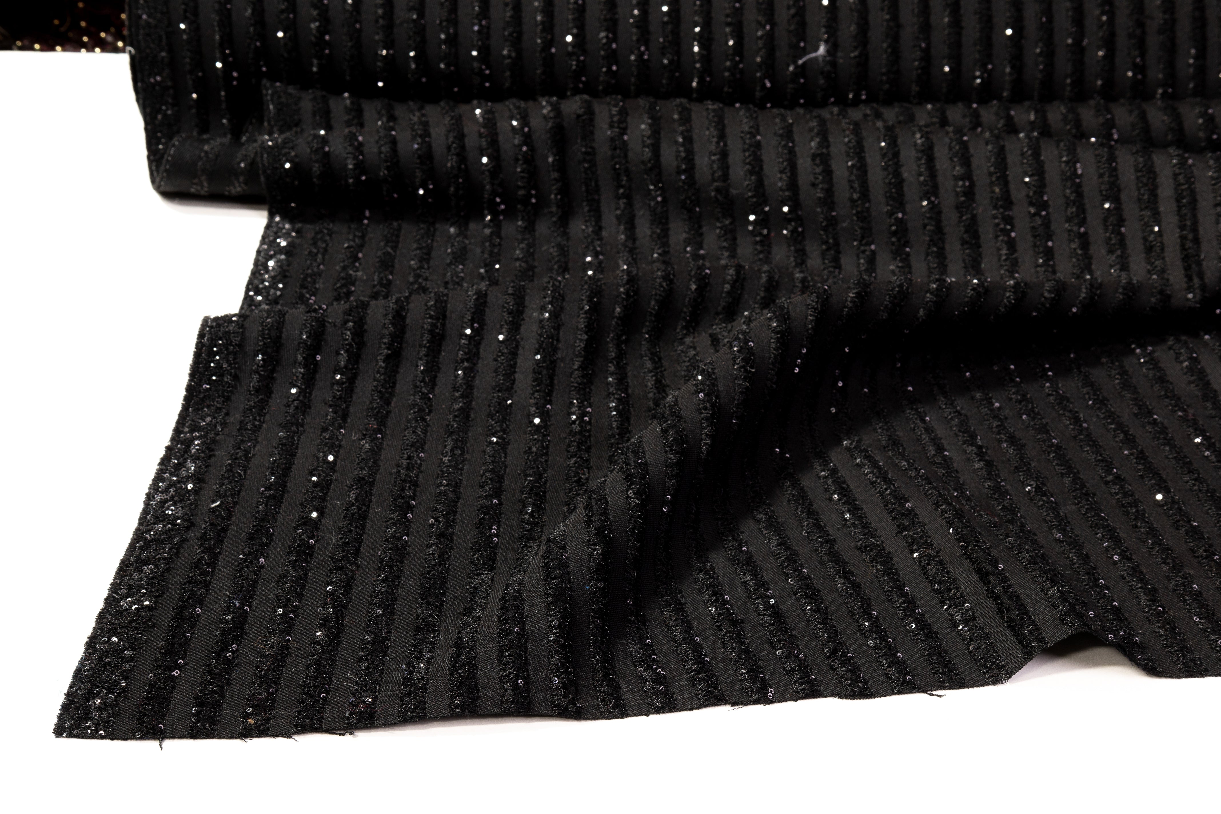 Piacenza - Embroidered Italian Wool - Black