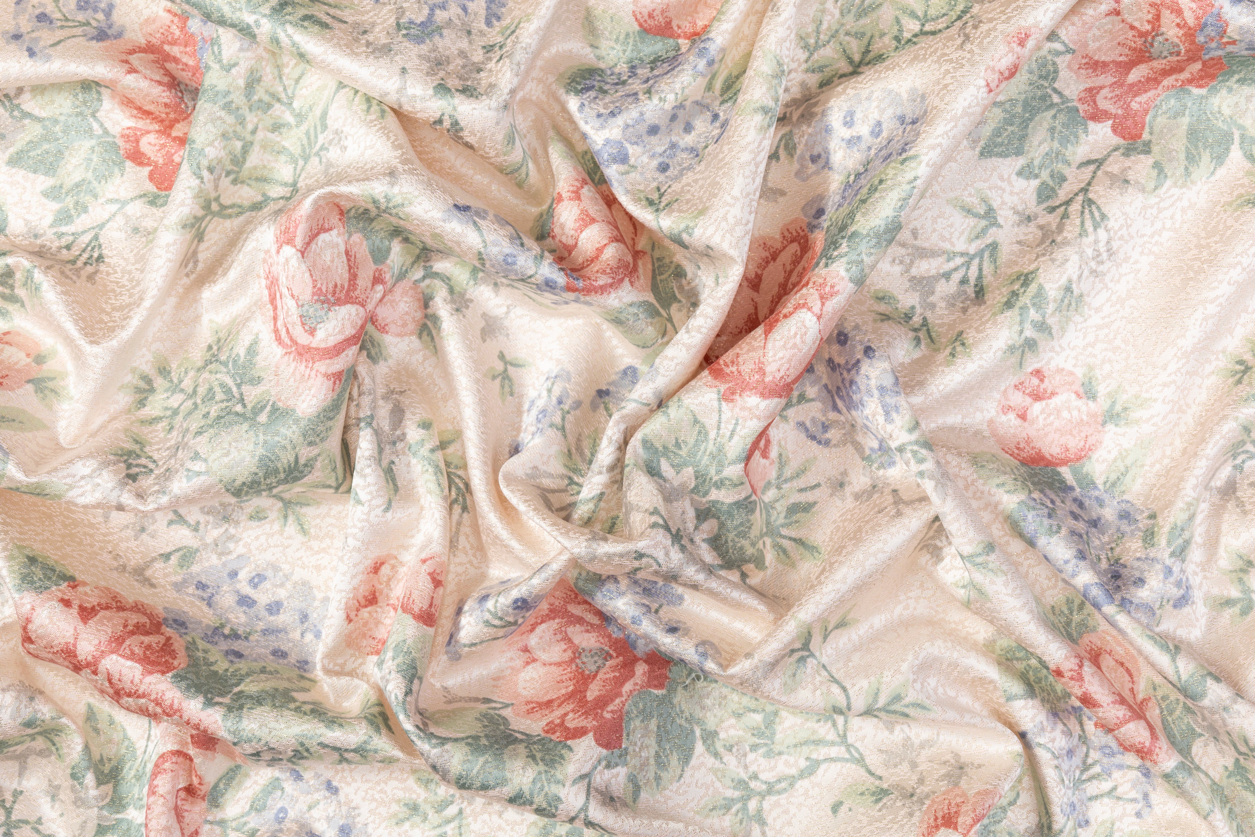 Floral Printed Italian Brocade - Multicolor