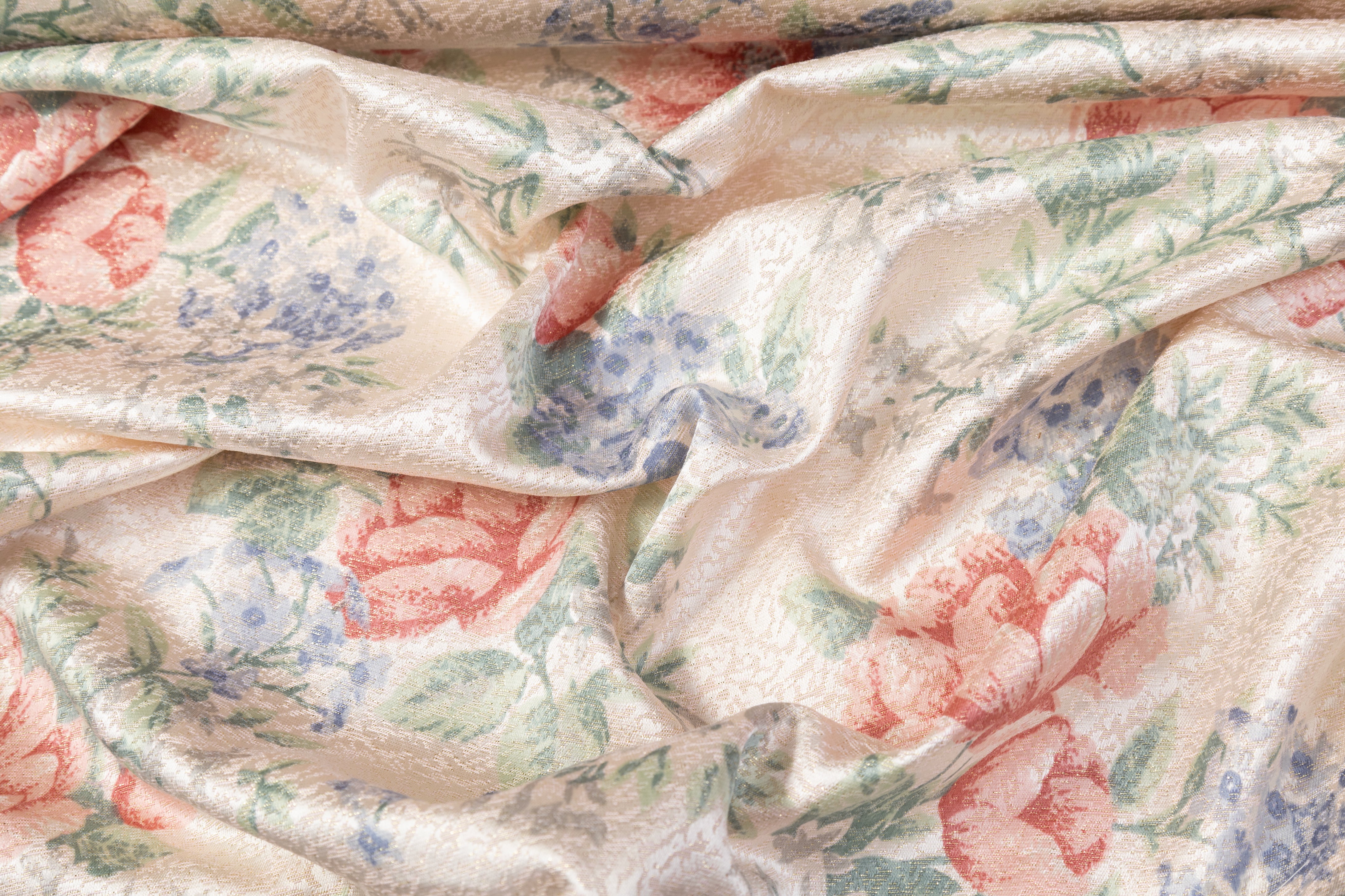 Floral Printed Italian Brocade - Multicolor