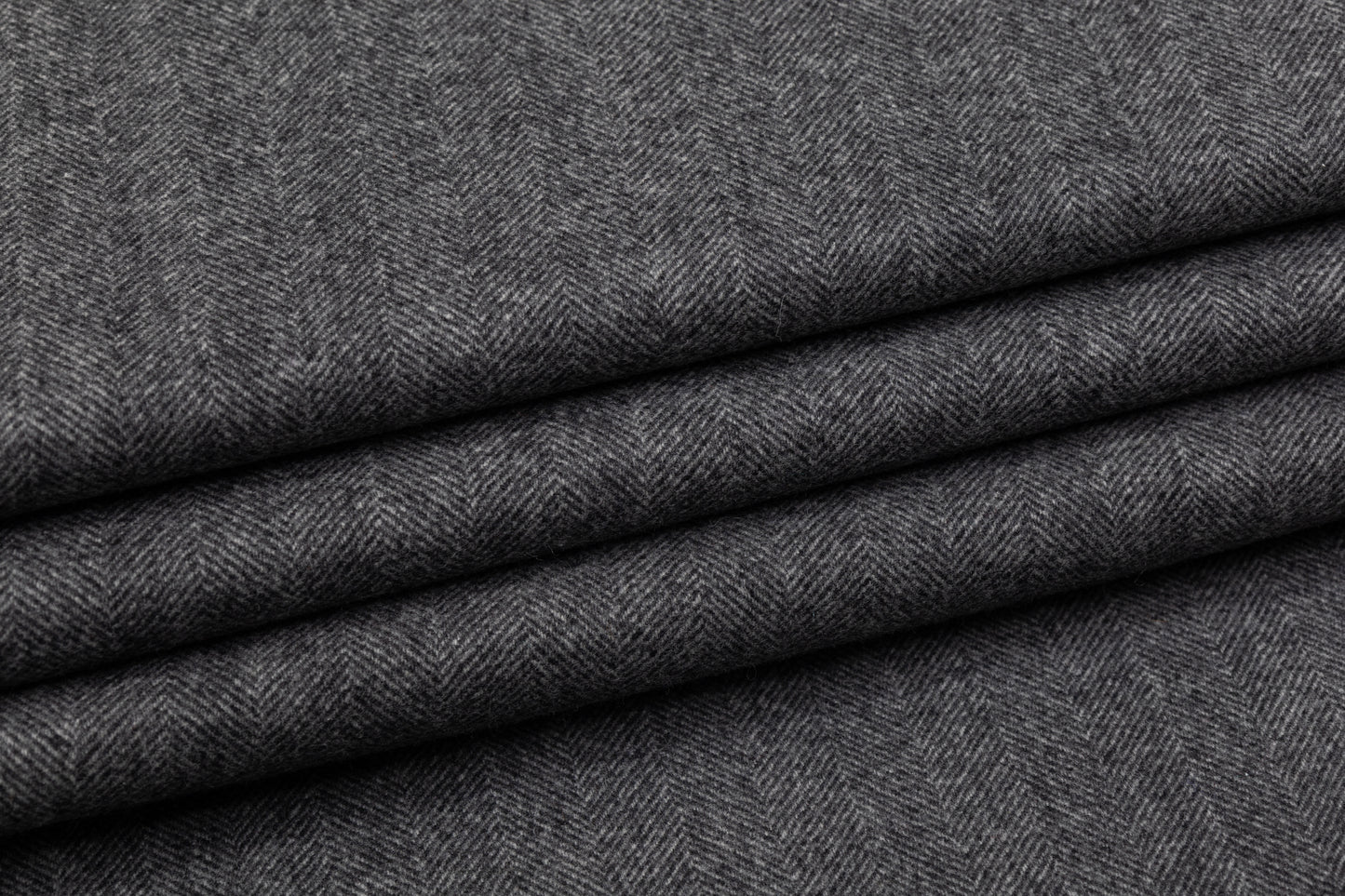Double Faced Herringbone Cashmere Wool Coating - Charcoal Gray