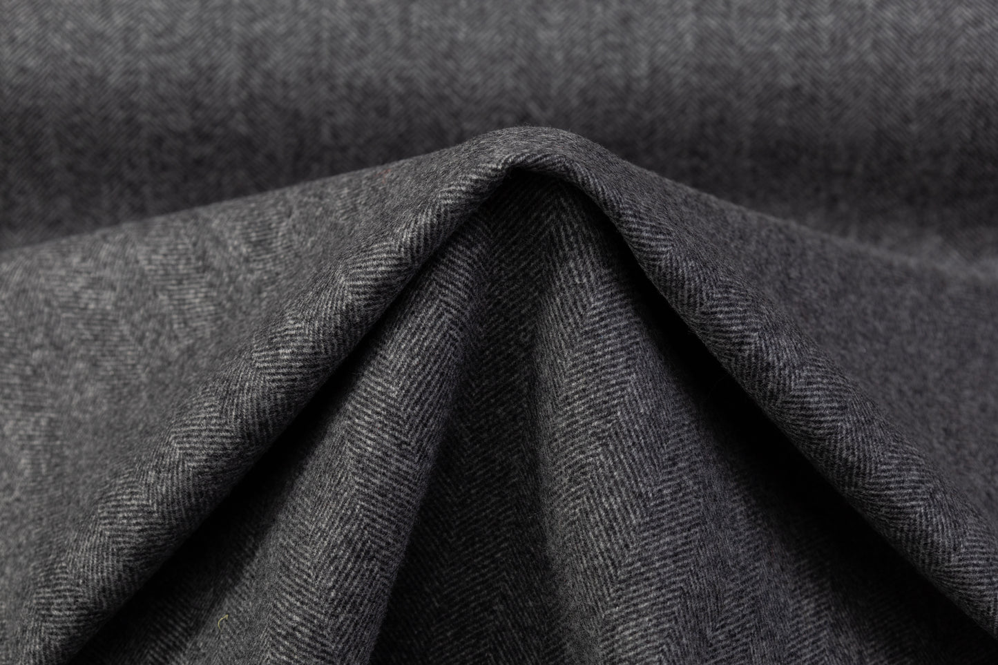 Double Faced Herringbone Cashmere Wool Coating - Charcoal Gray