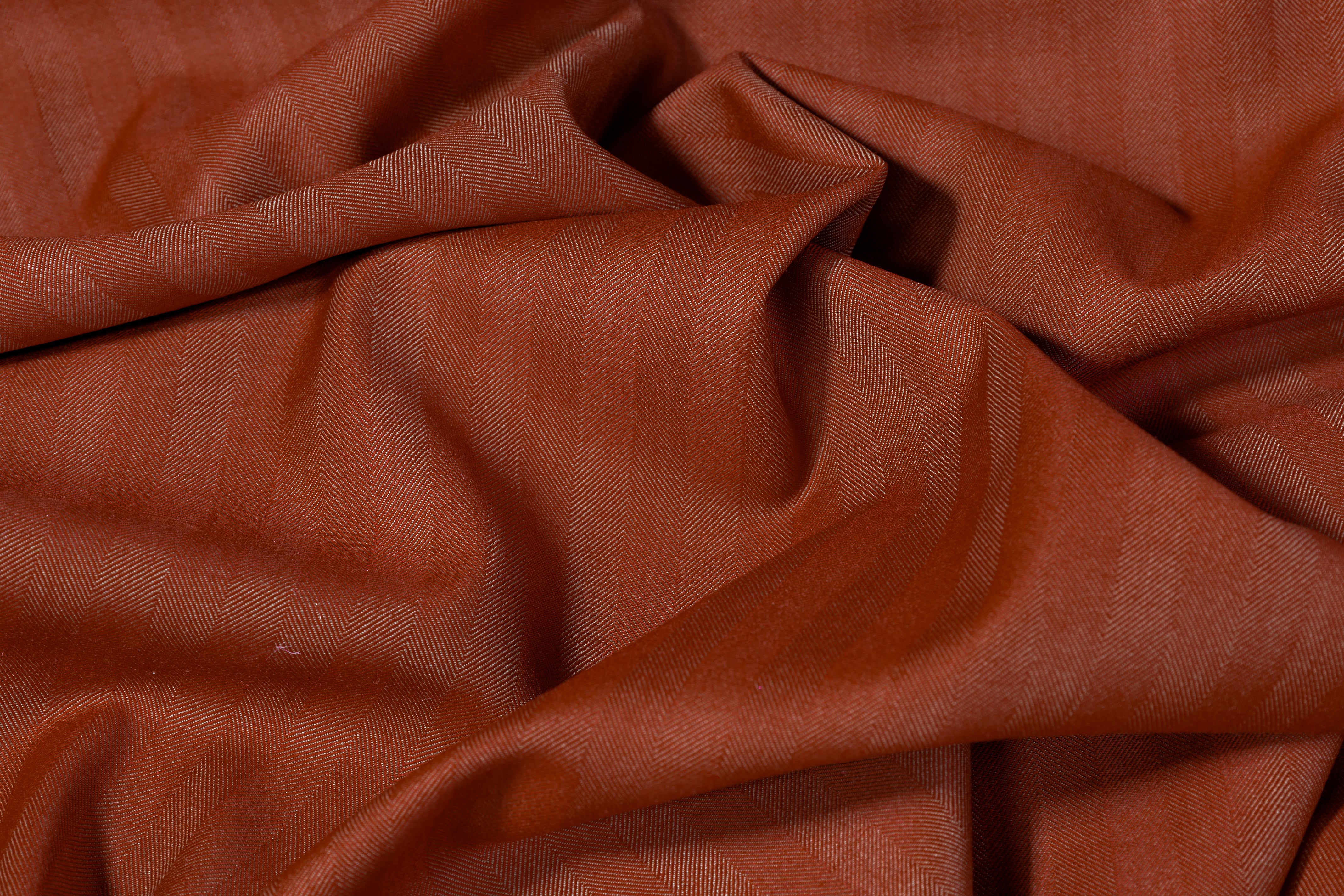 Iridescent Herringbone Italian Wool Suiting - Fire Rust