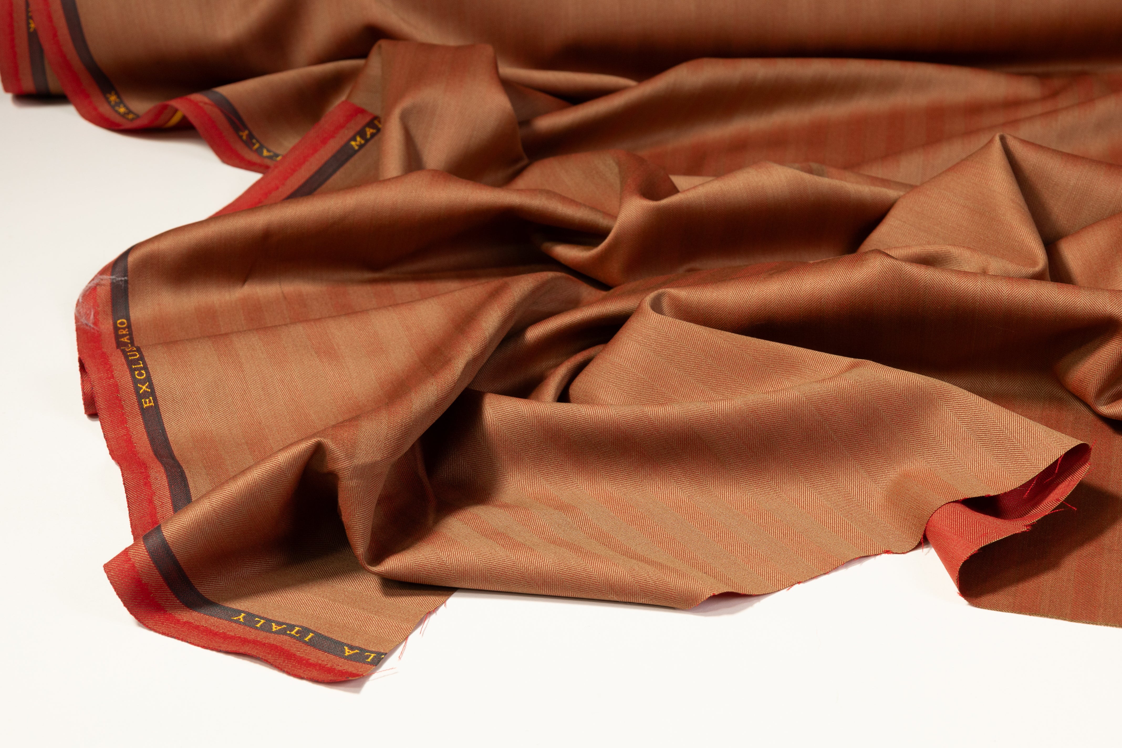 Iridescent Herringbone Italian Wool Suiting - Fire Rust