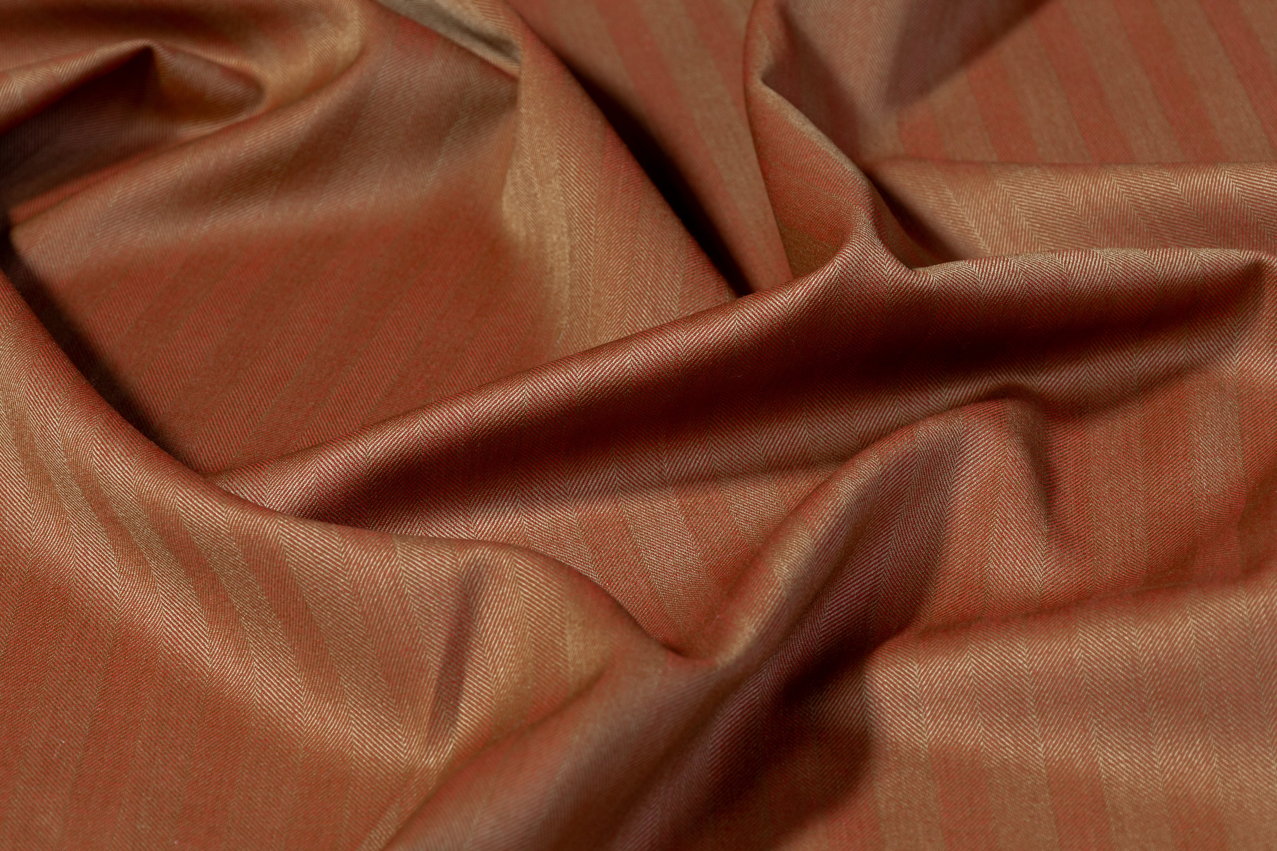 Iridescent Herringbone Italian Wool Suiting - Fire Rust