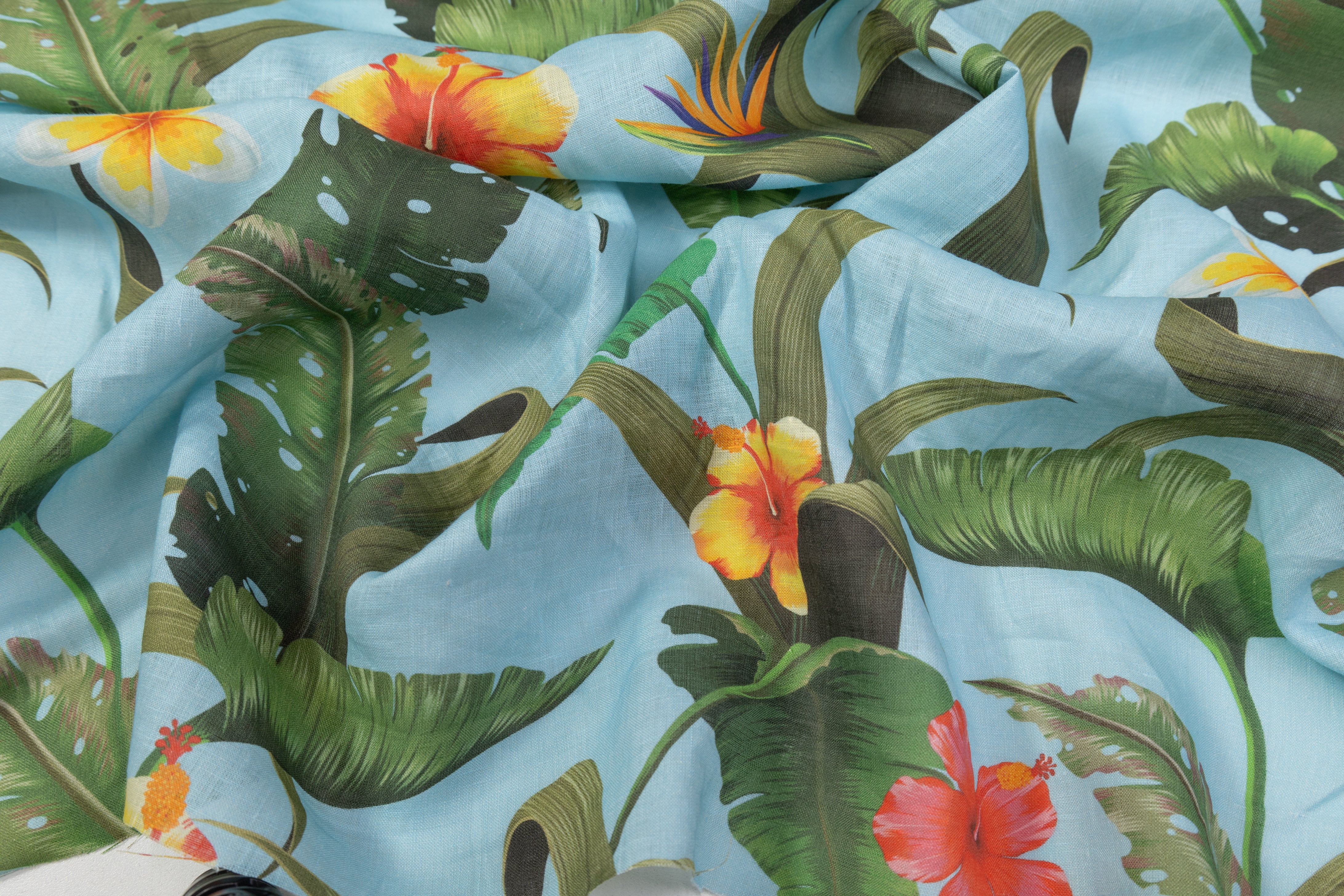 Printed Italian Linen - Blue / Green