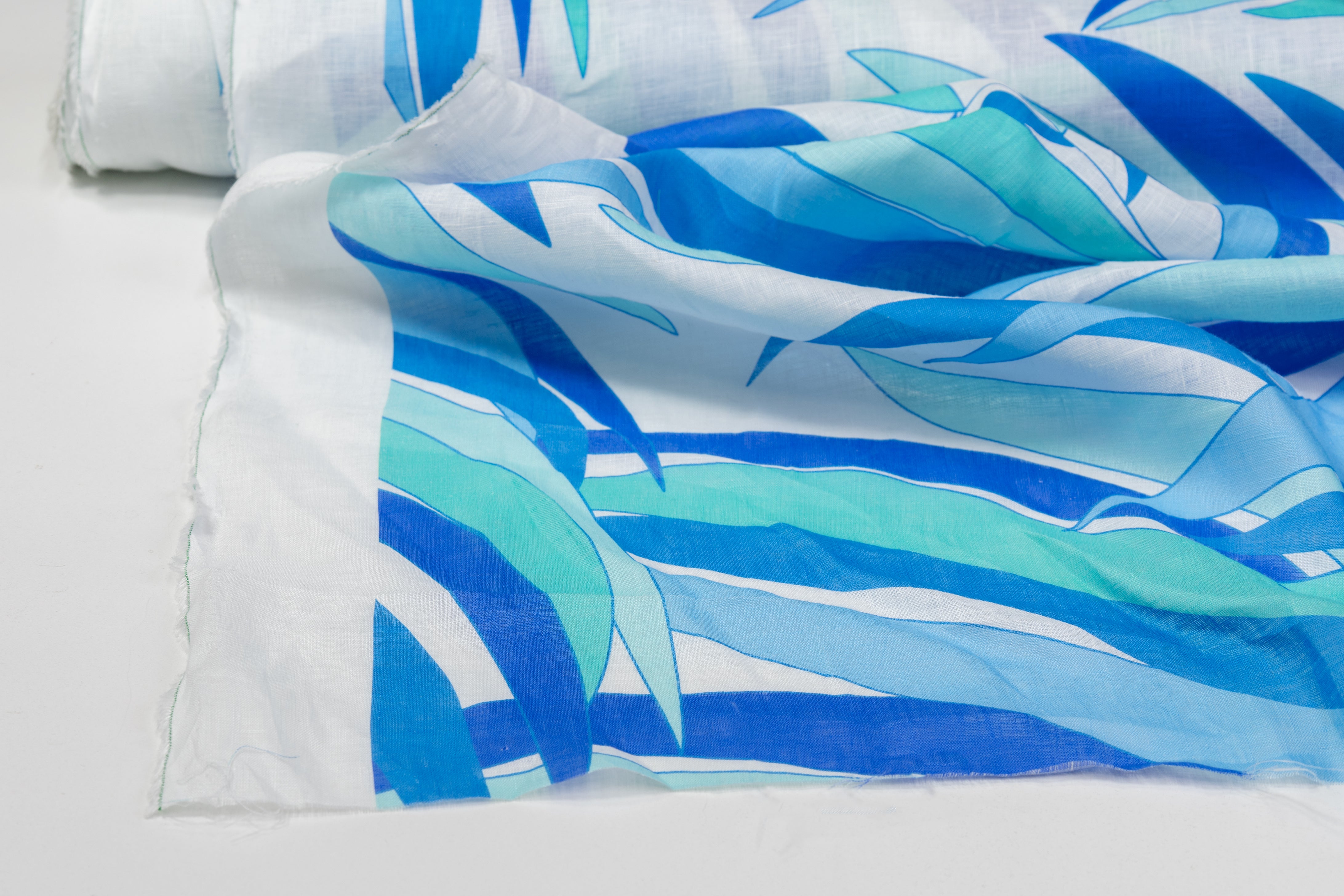 Printed Italian Linen - Blue / Green