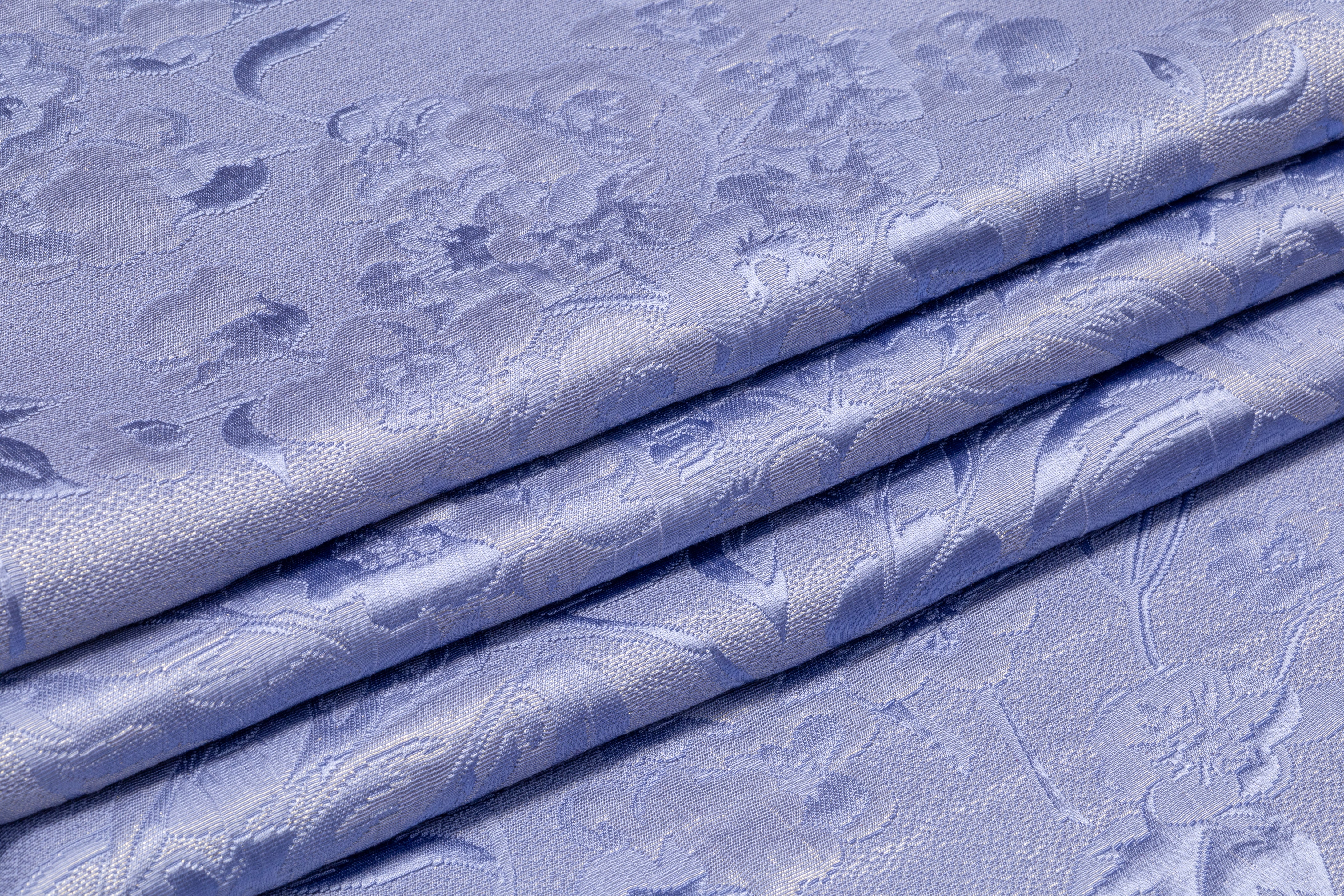 Floral Metallic Italian Matelassé Jacquard - Periwinkle
