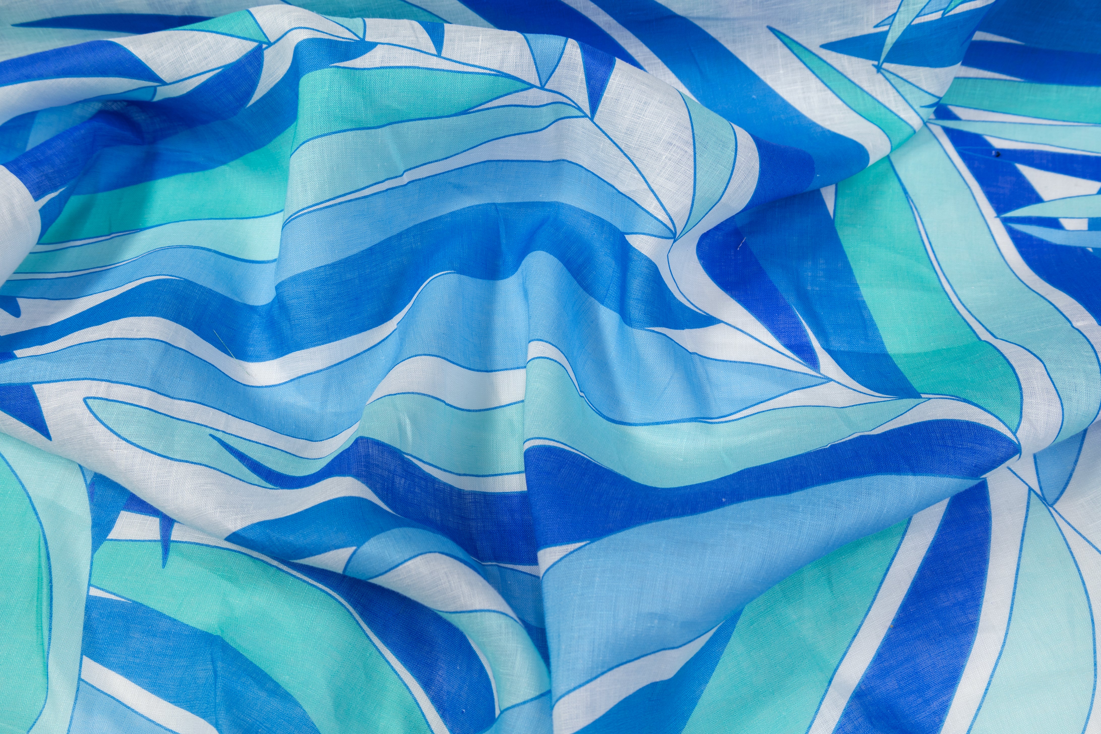 Printed Italian Linen - Blue / Green