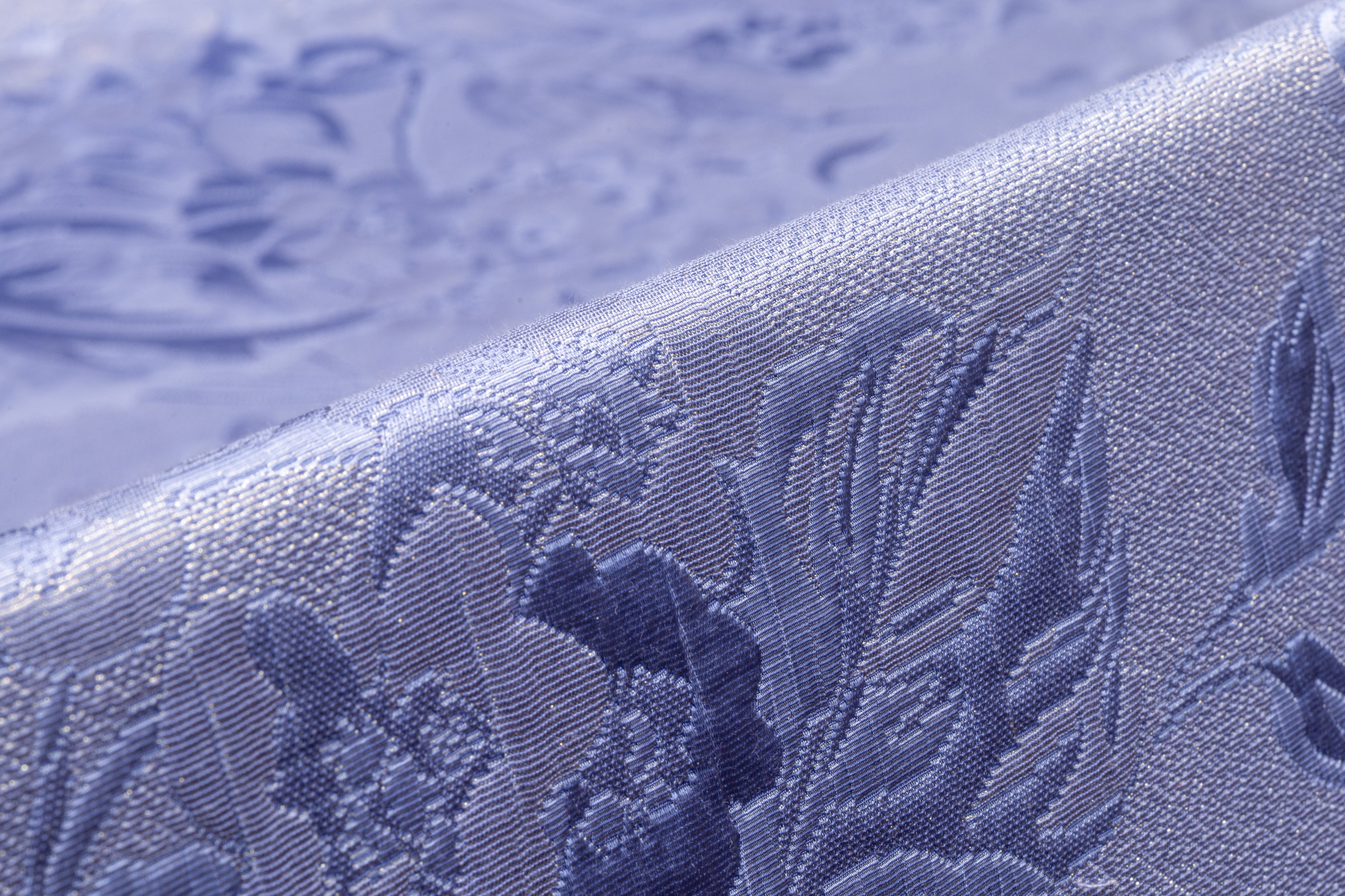 Floral Metallic Italian Matelassé Jacquard - Periwinkle