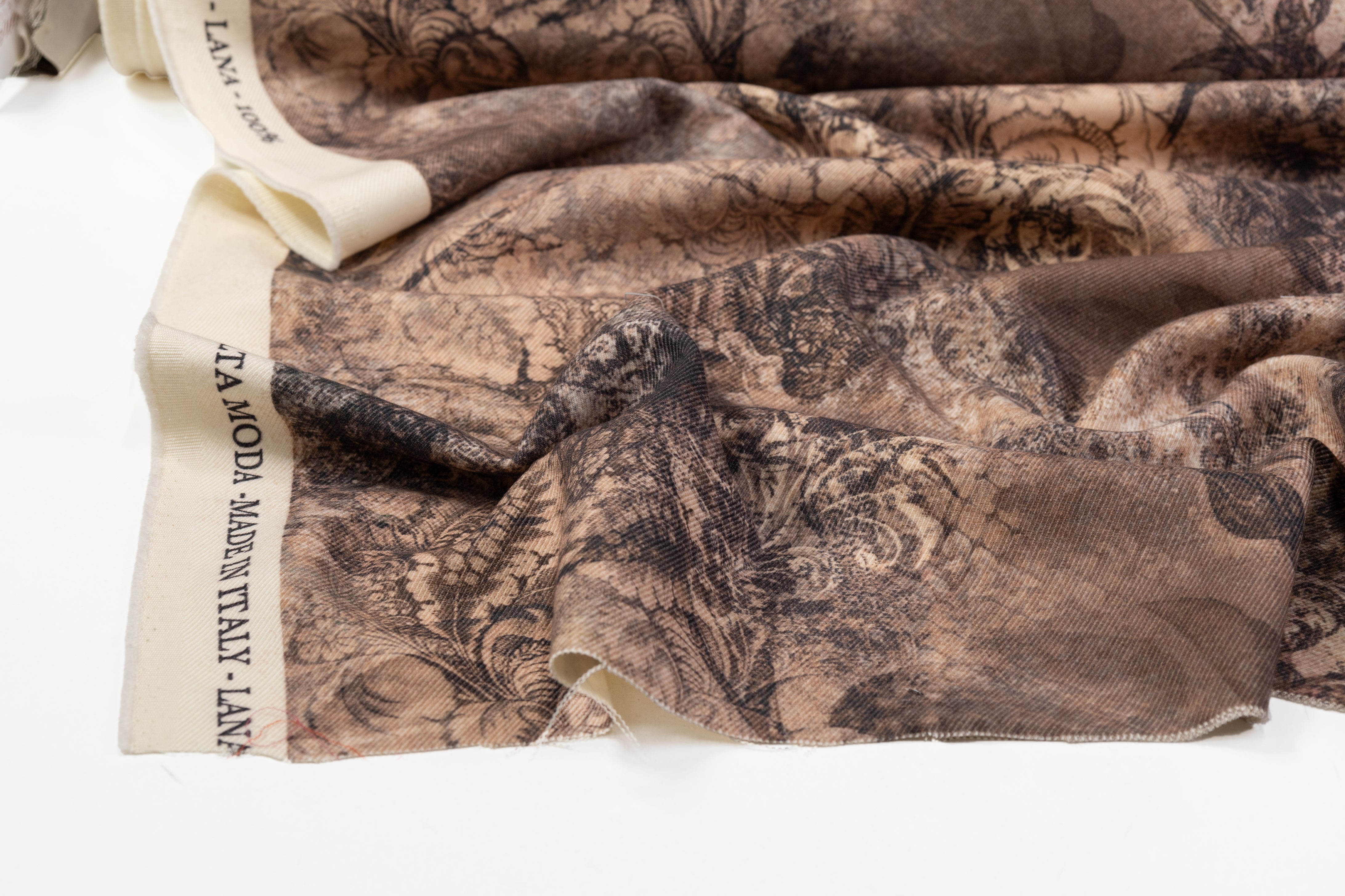 Printed Italian Wool Twill - Brown