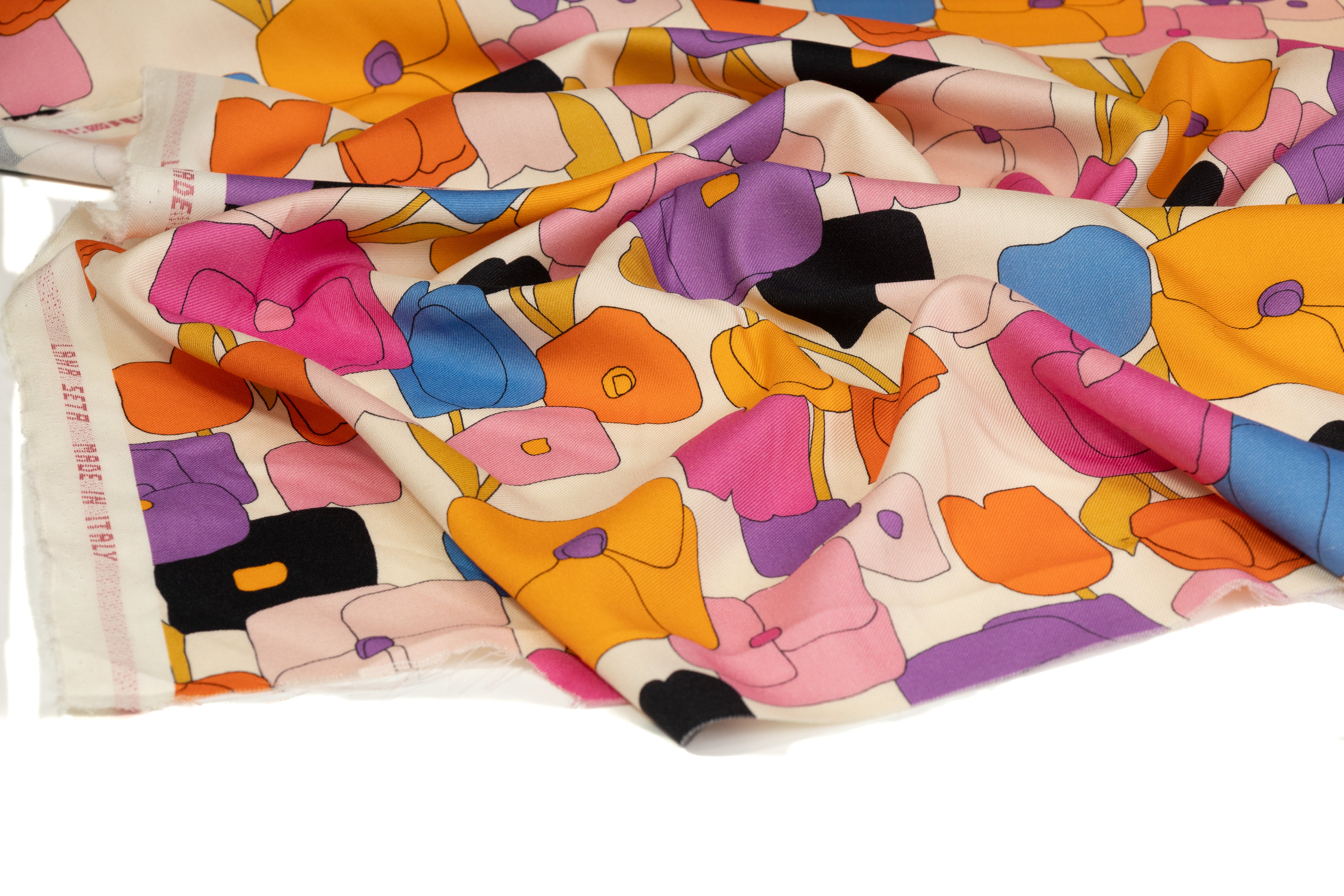 Printed Italian Silk and Wool Twill - Multicolor