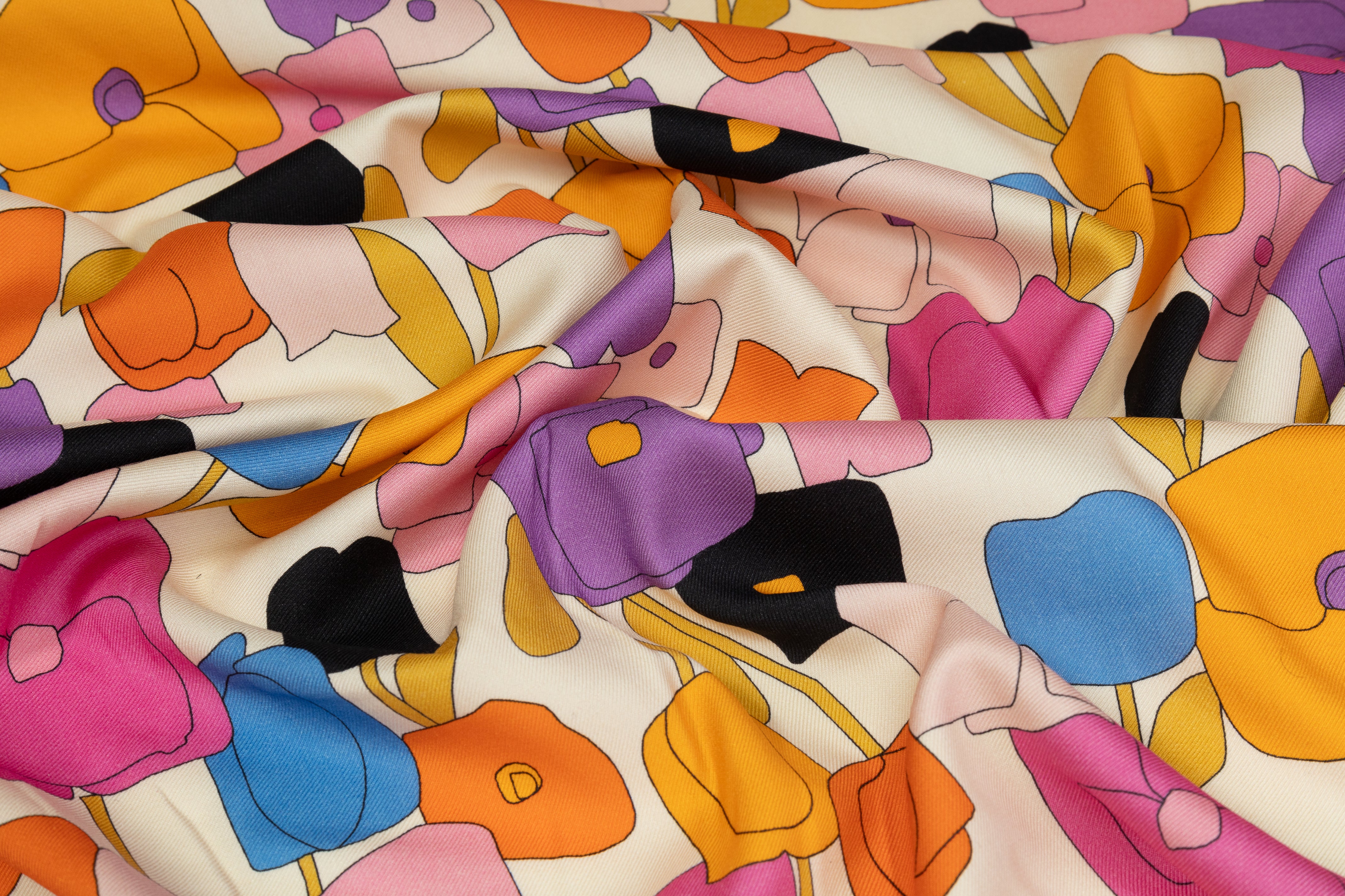 Printed Italian Silk and Wool Twill - Multicolor