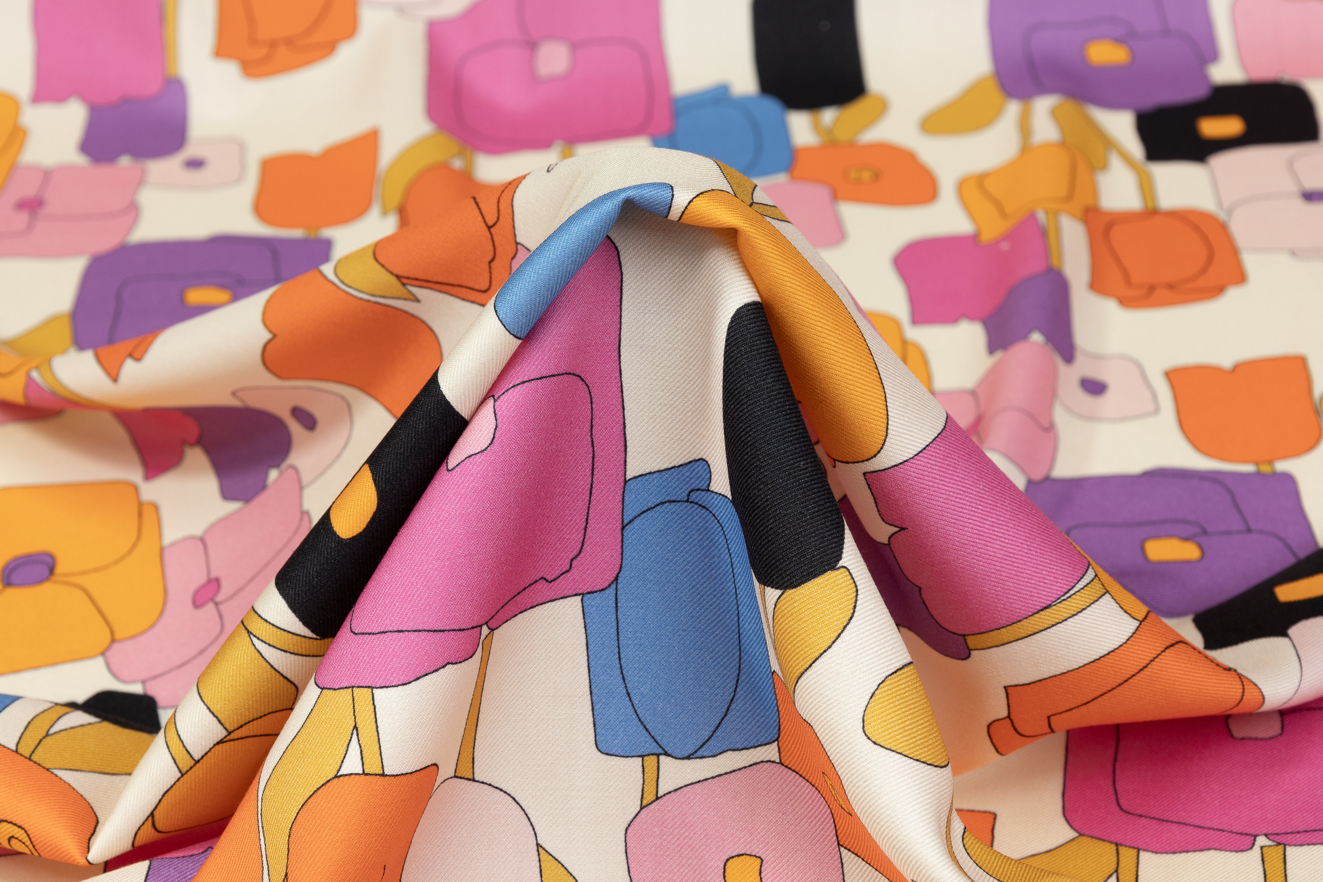 Printed Italian Silk and Wool Twill - Multicolor