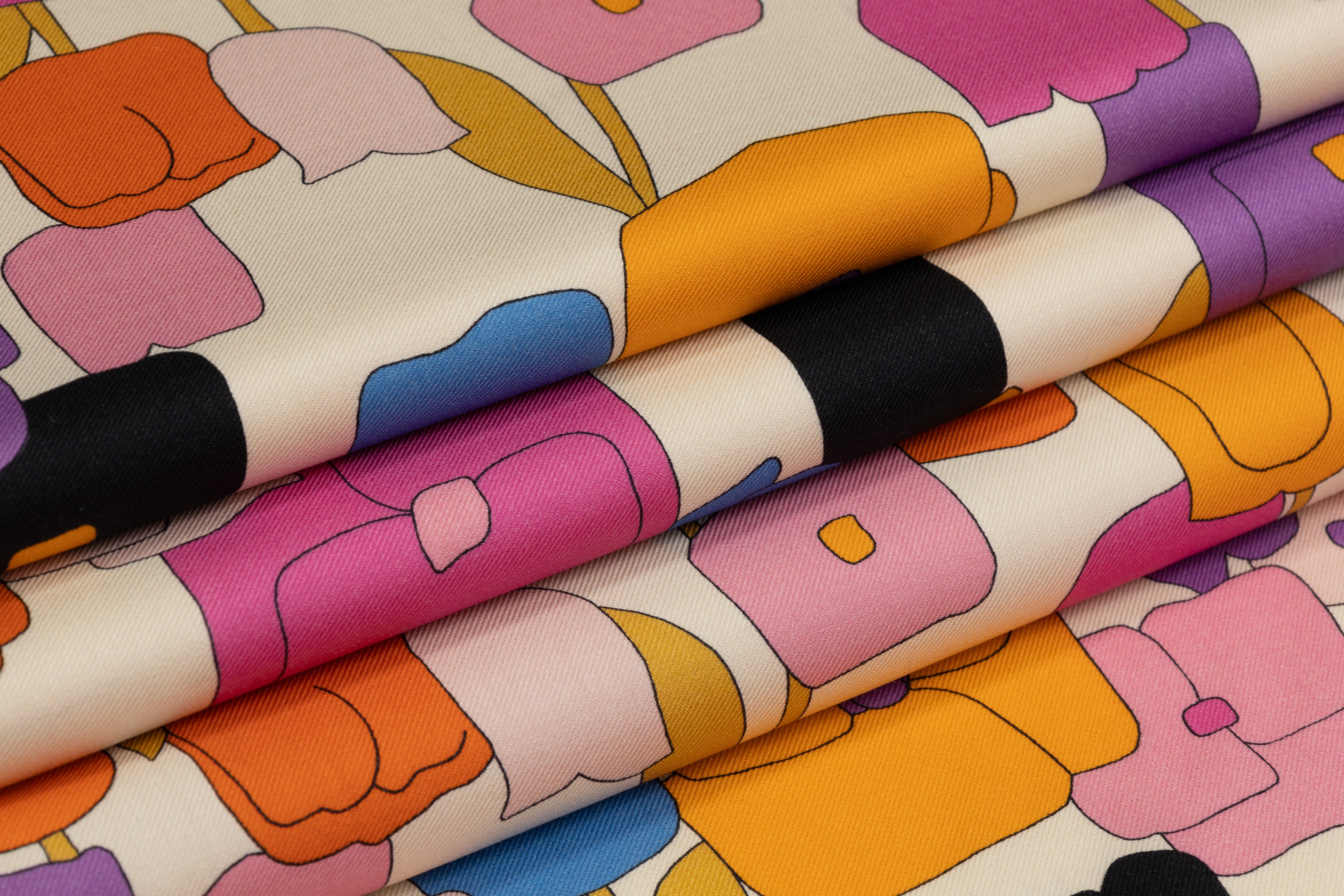 Printed Italian Silk and Wool Twill - Multicolor