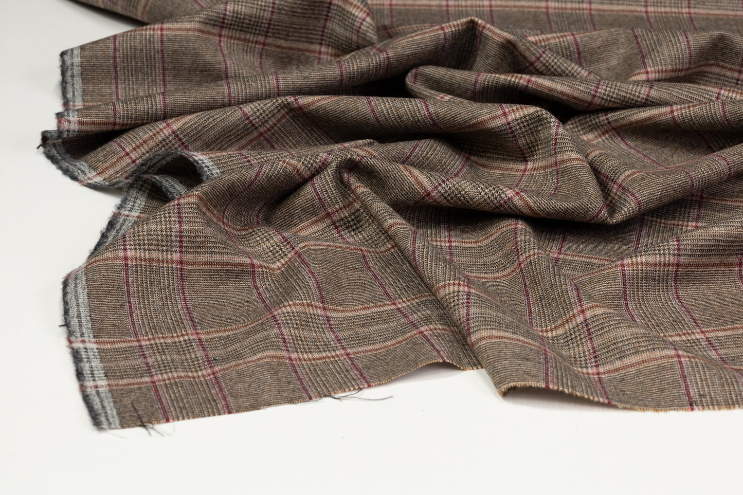 Carnet - Checked Italian Wool Suiting - Brown / Red / Pink