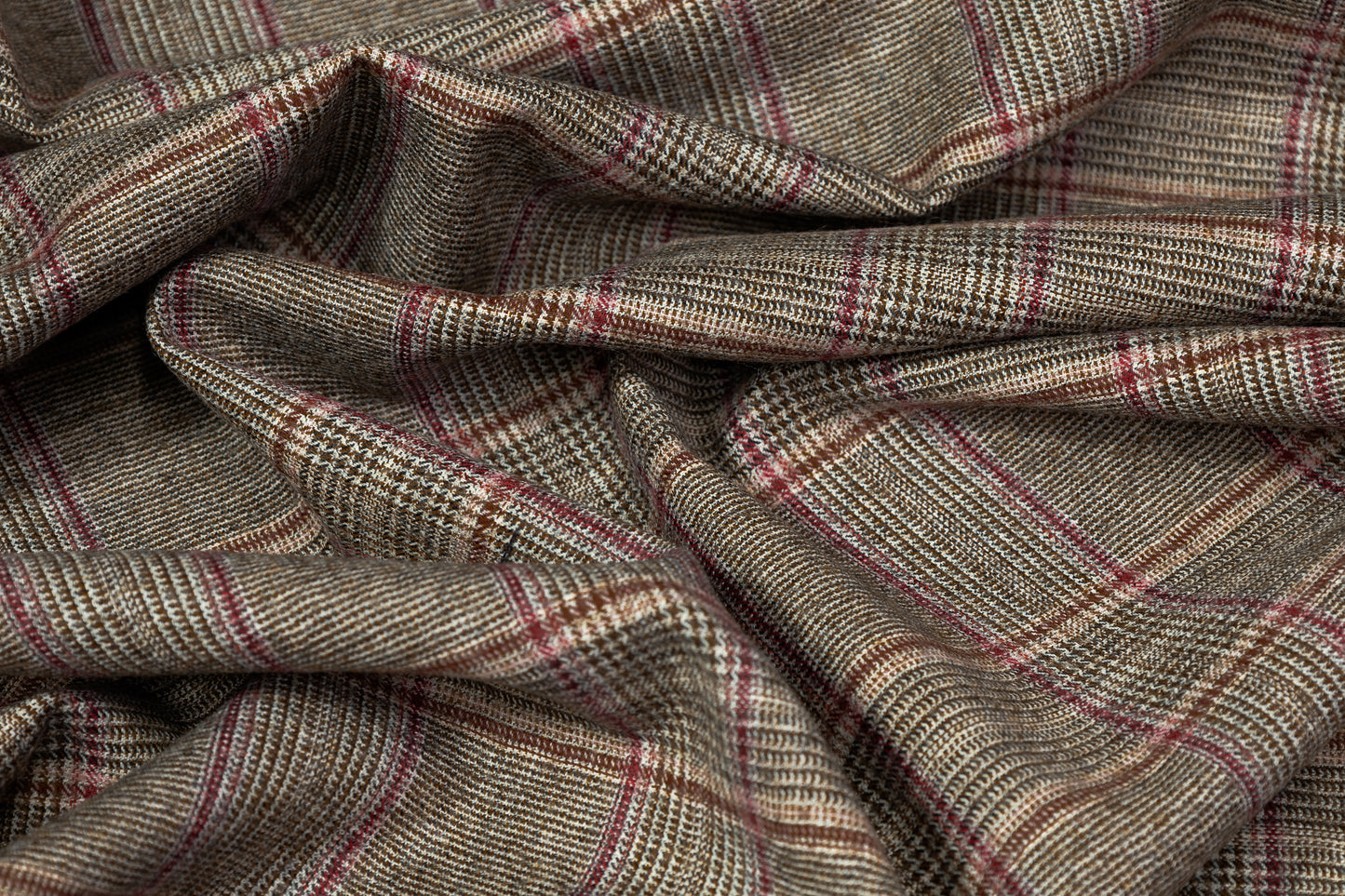 Carnet - Checked Italian Wool Suiting - Brown / Red / Pink