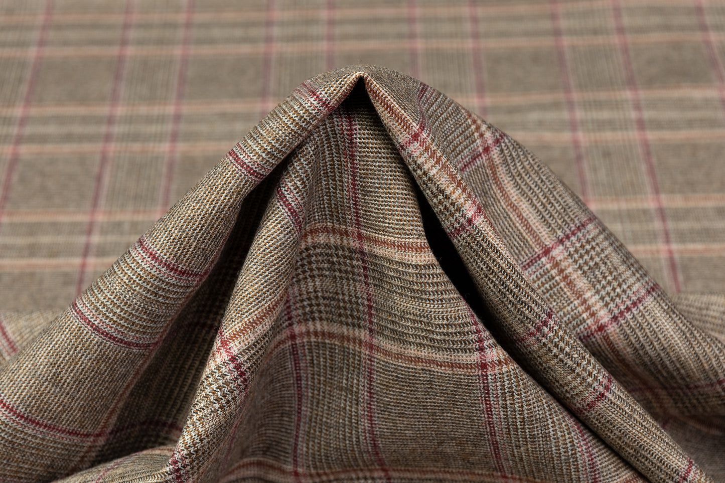 Carnet - Checked Italian Wool Suiting - Brown / Red / Pink