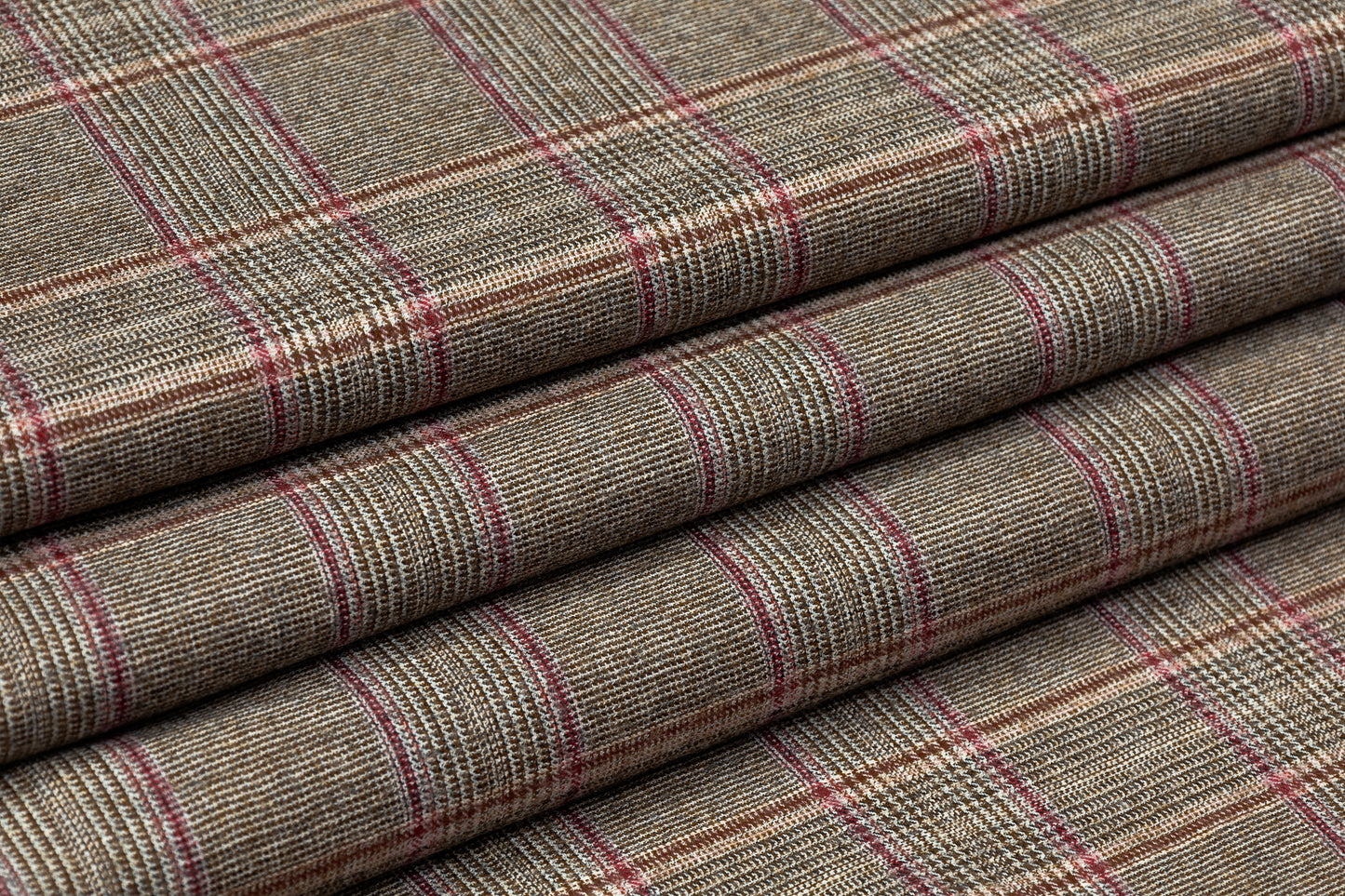 Carnet - Checked Italian Wool Suiting - Brown / Red / Pink