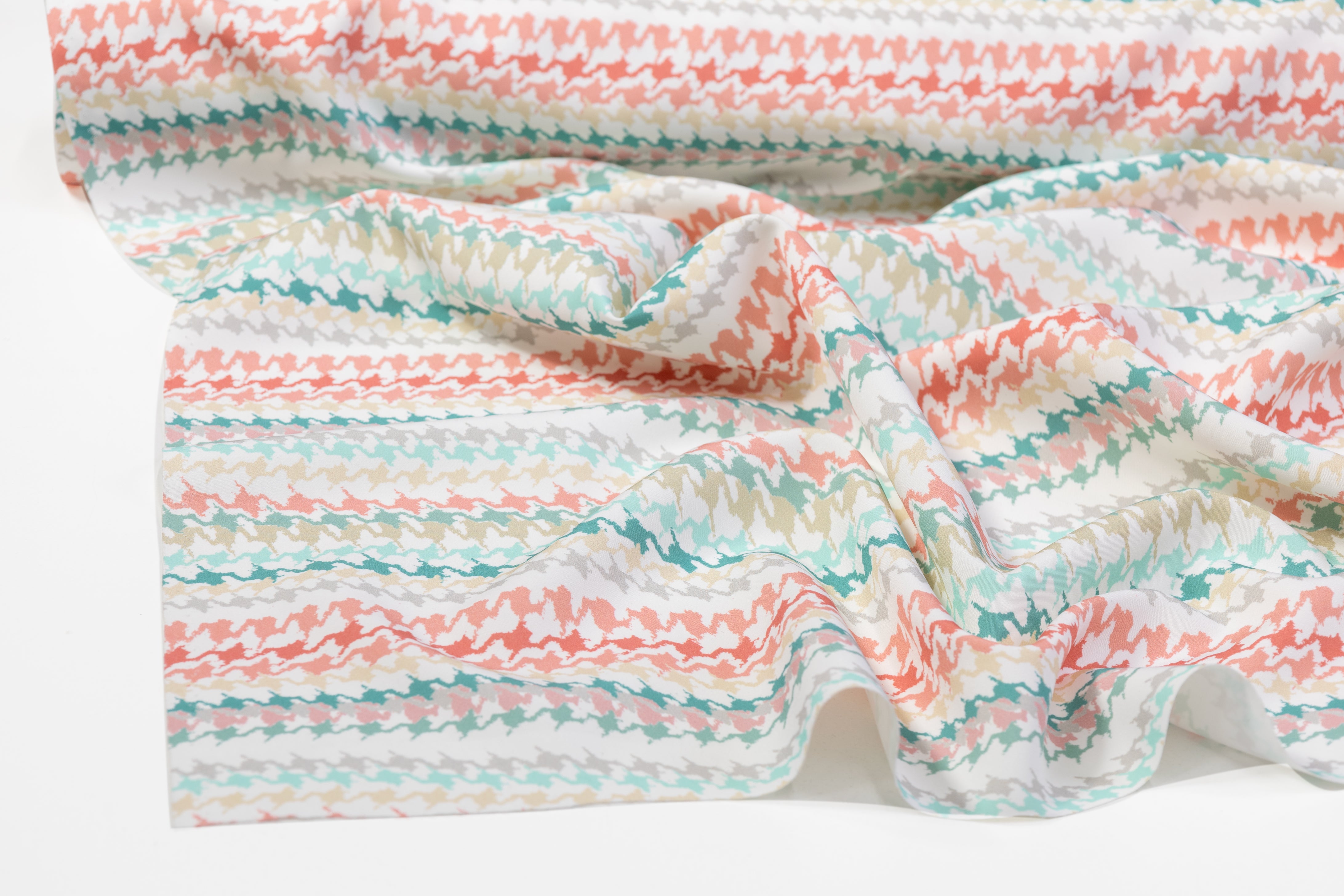 Italian Houndstooth Printed Polyester - Multicolor