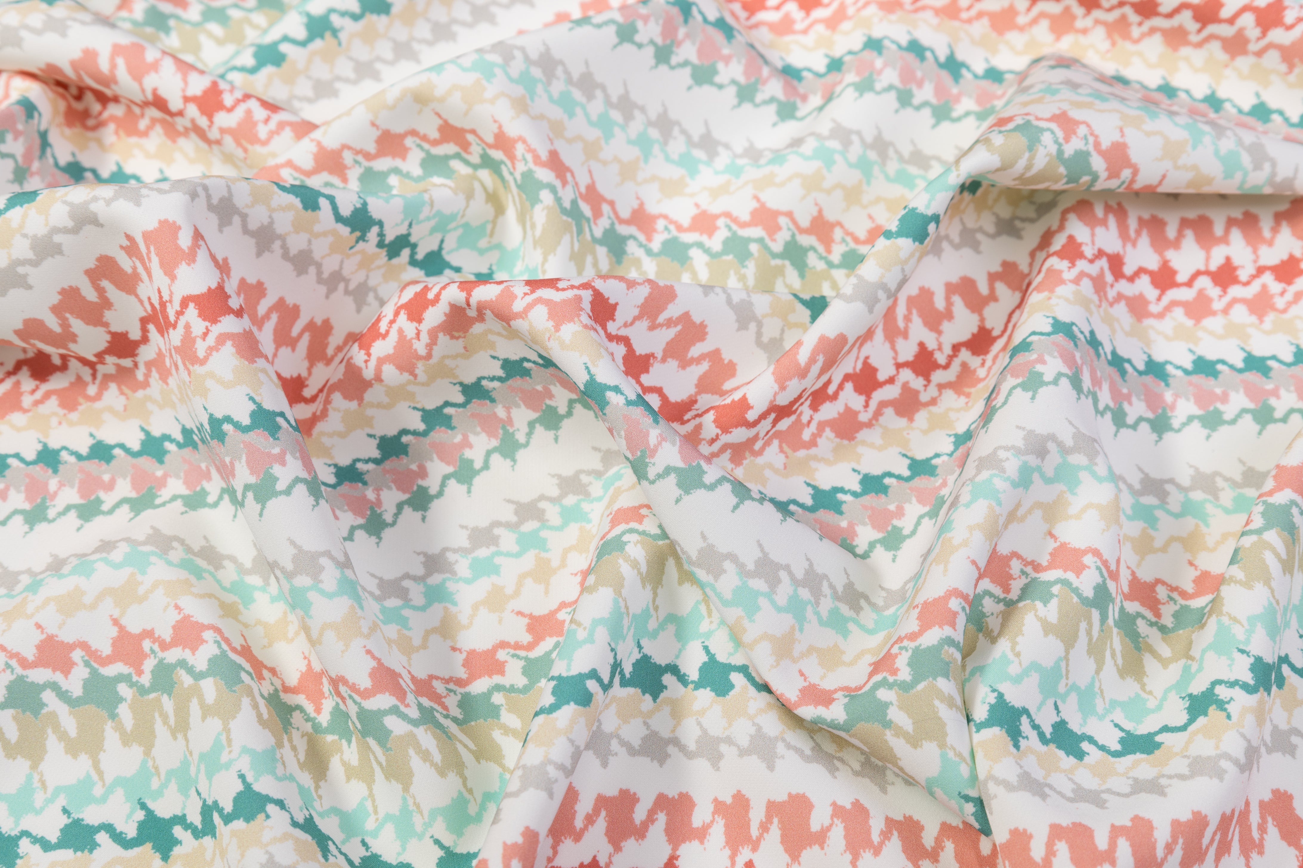 Italian Houndstooth Printed Polyester - Multicolor