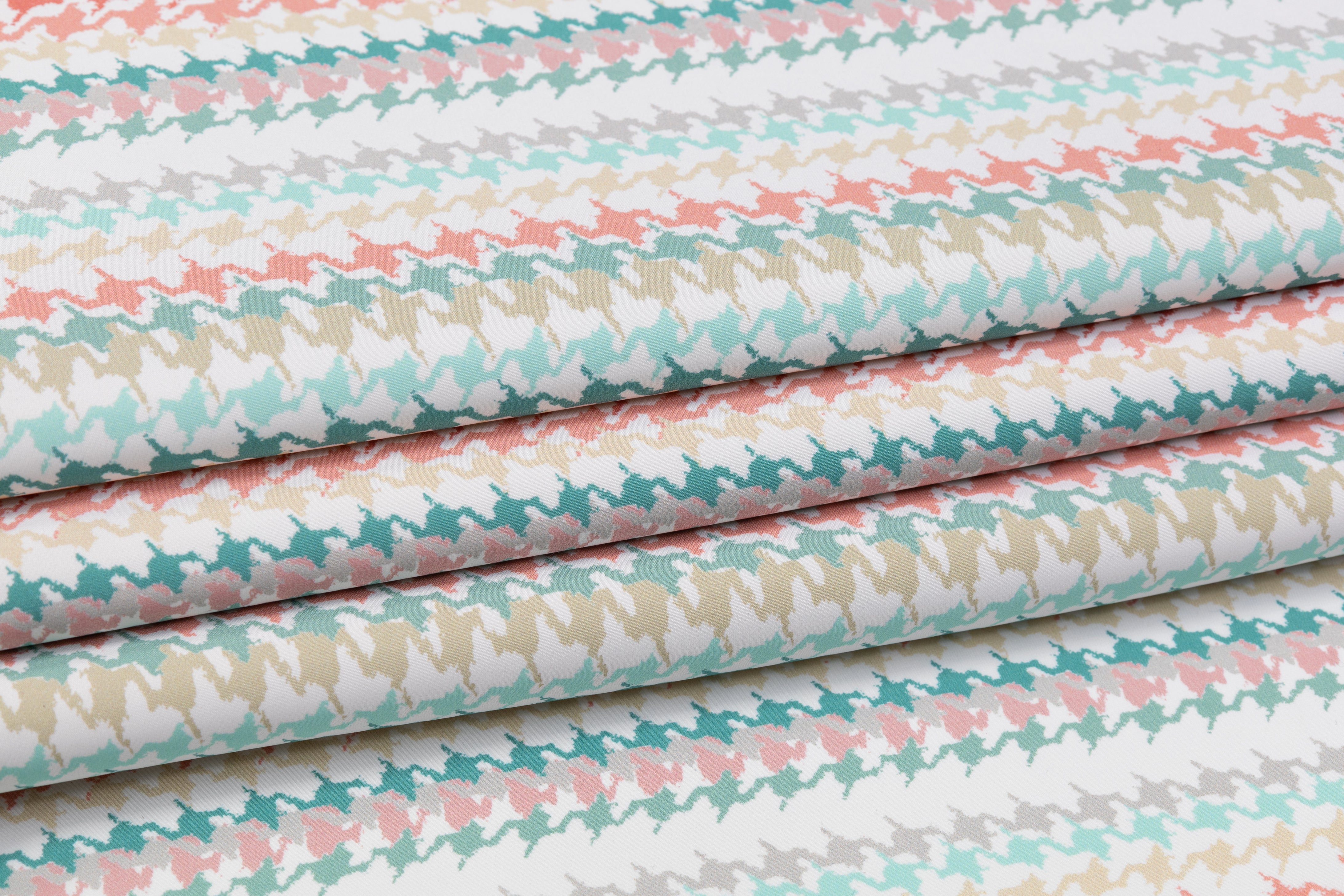 Italian Houndstooth Printed Polyester - Multicolor