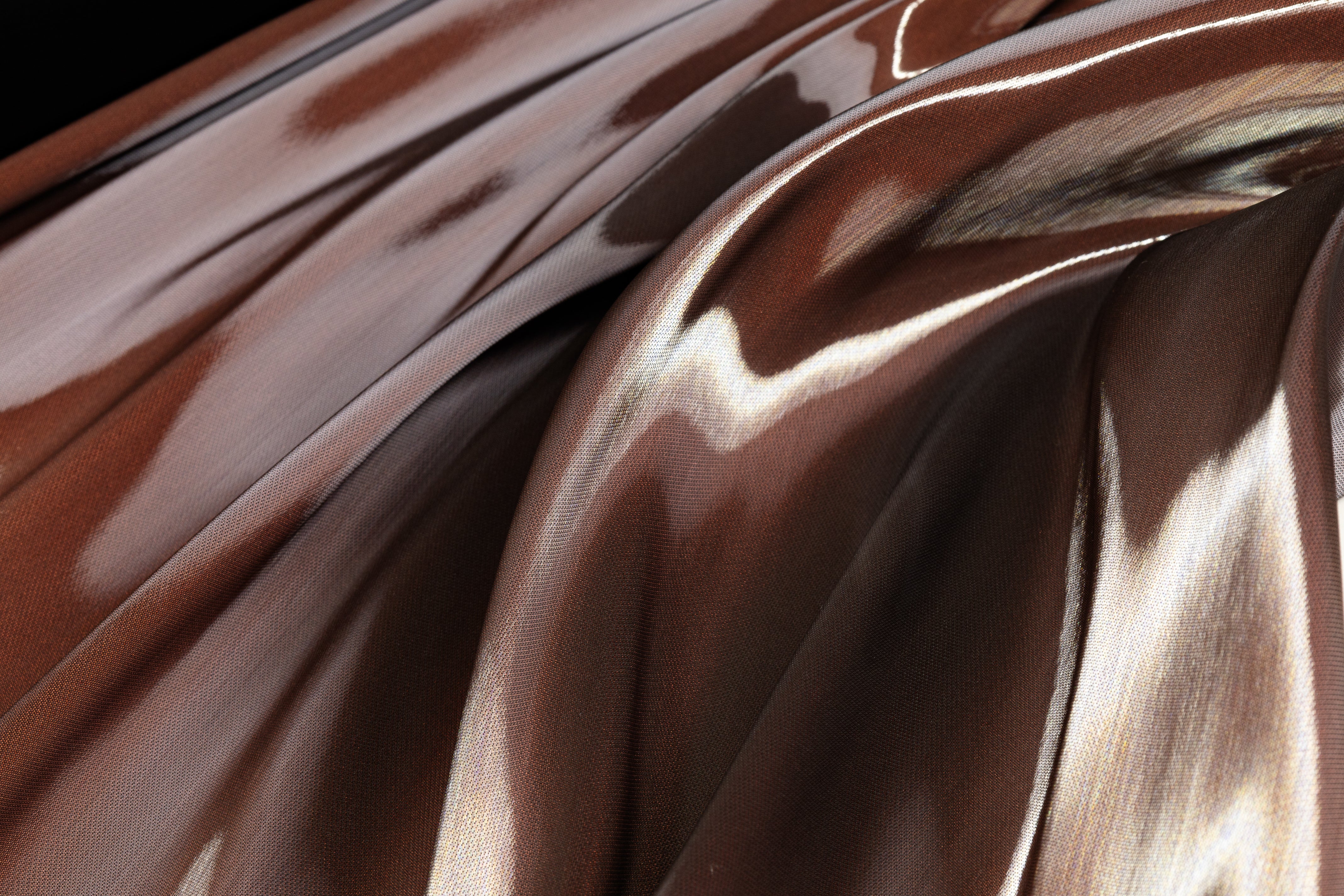 Italian Liquid Satin Lamé - Red Orange