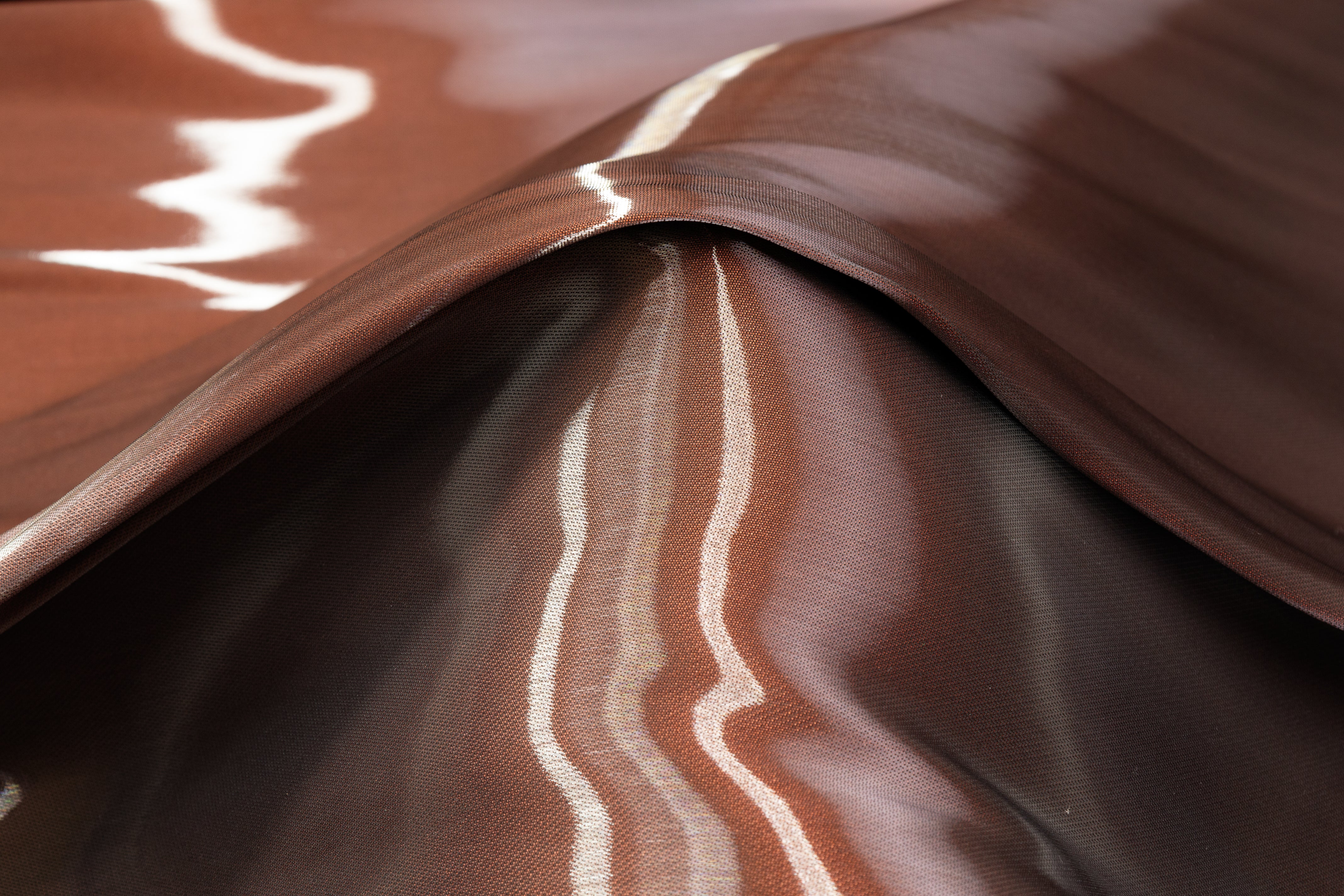 Italian Liquid Satin Lamé - Red Orange