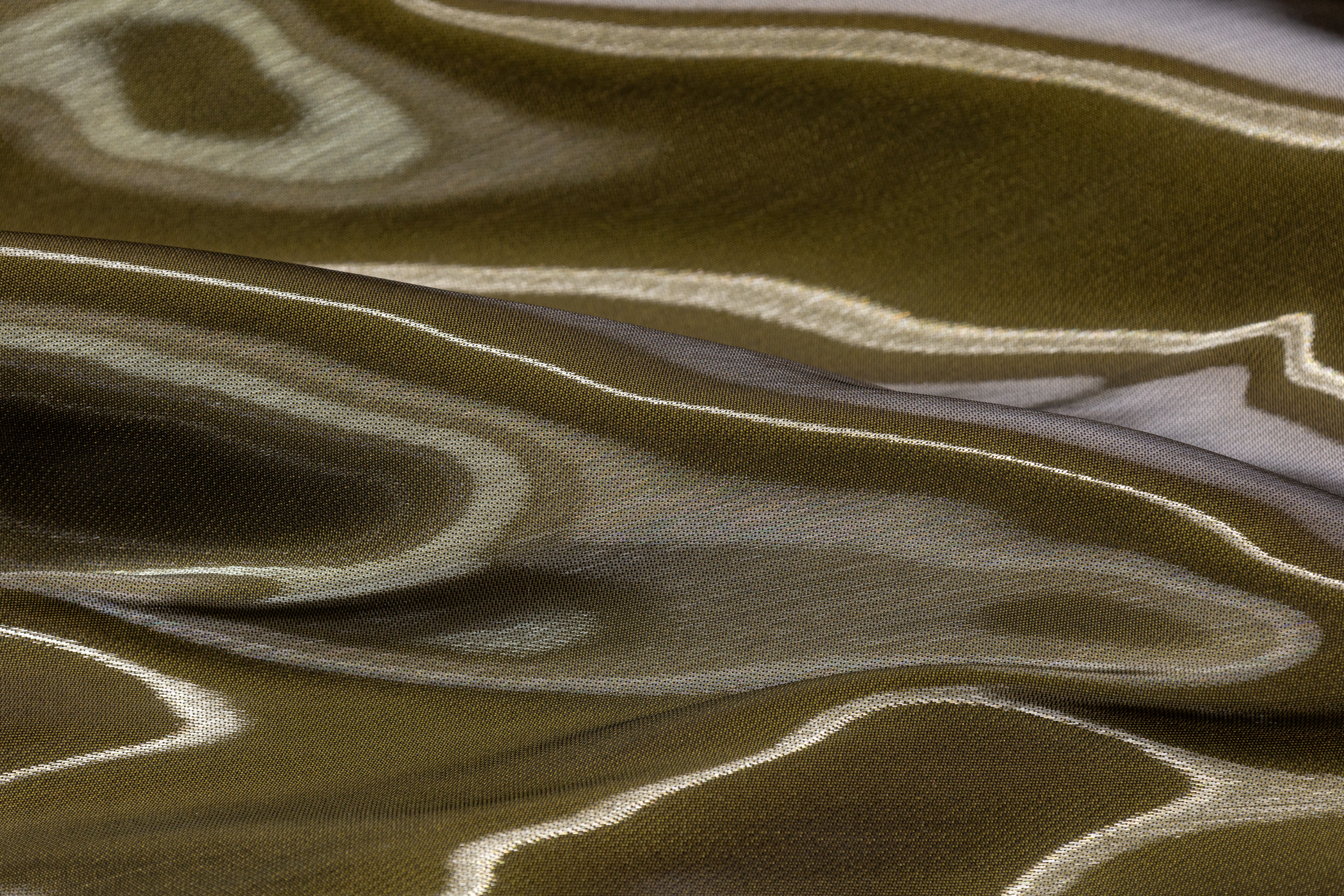 Italian Liquid Satin Lamé - Army Green