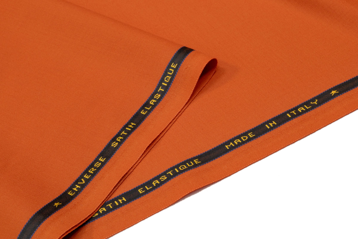 Italian Wool Satin Faille Suiting - Burnt Orange