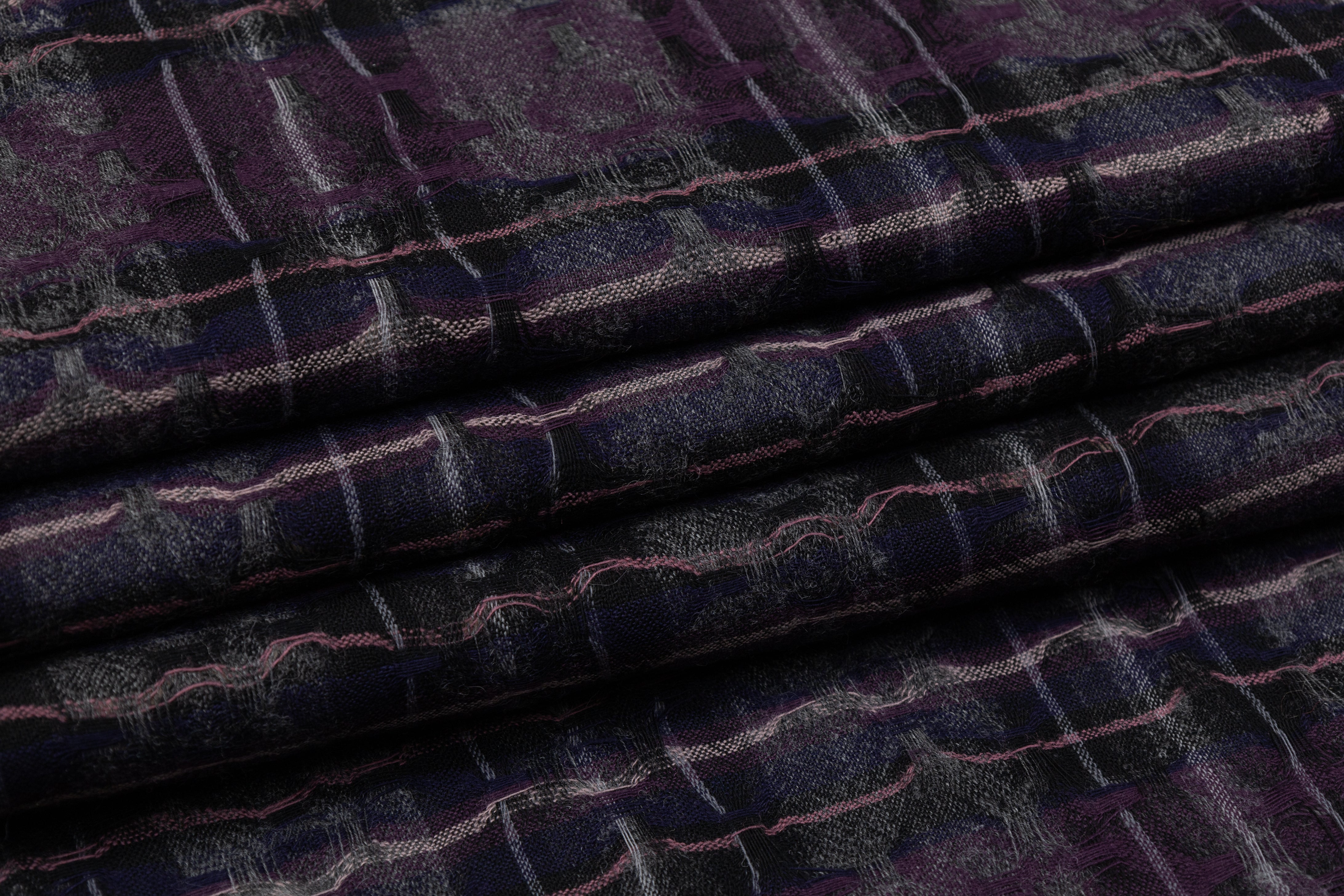 Checked Novelty Italian Wool - Purple