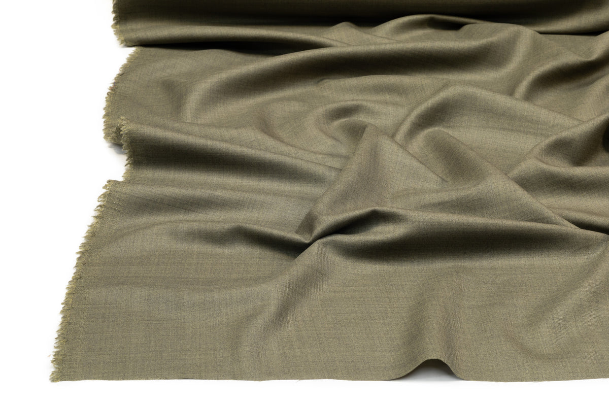 Superfine Italian Silk and Wool Suiting - Olive Green