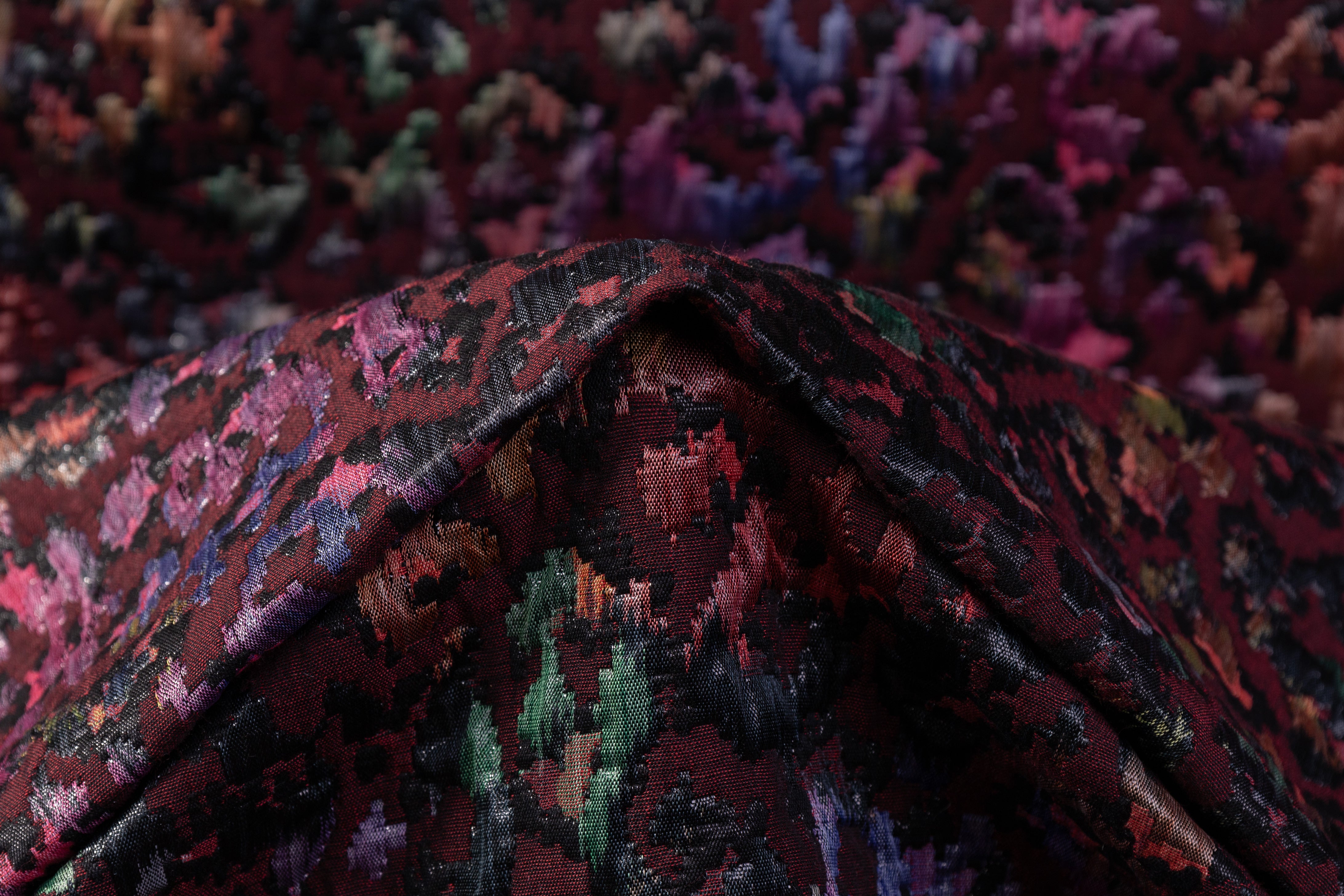 Metallic Italian Cheetah Chiné Brocade - Burgundy