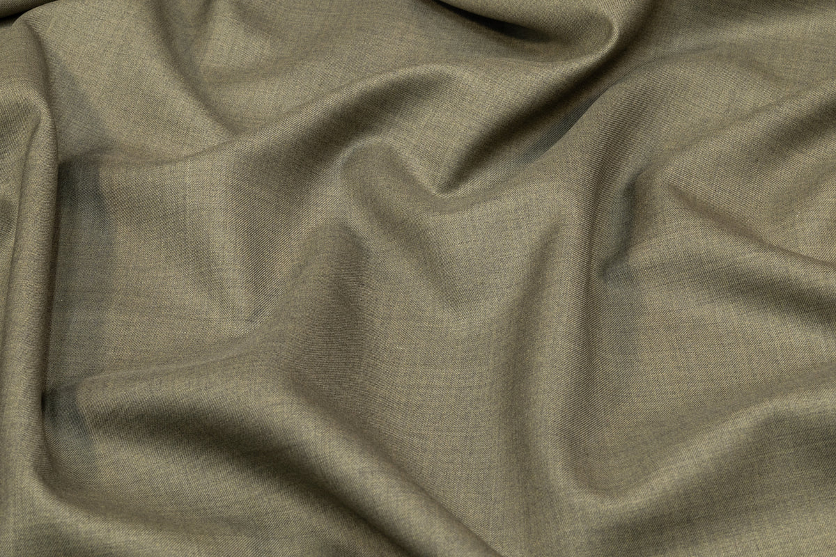 Superfine Italian Silk and Wool Suiting - Olive Green