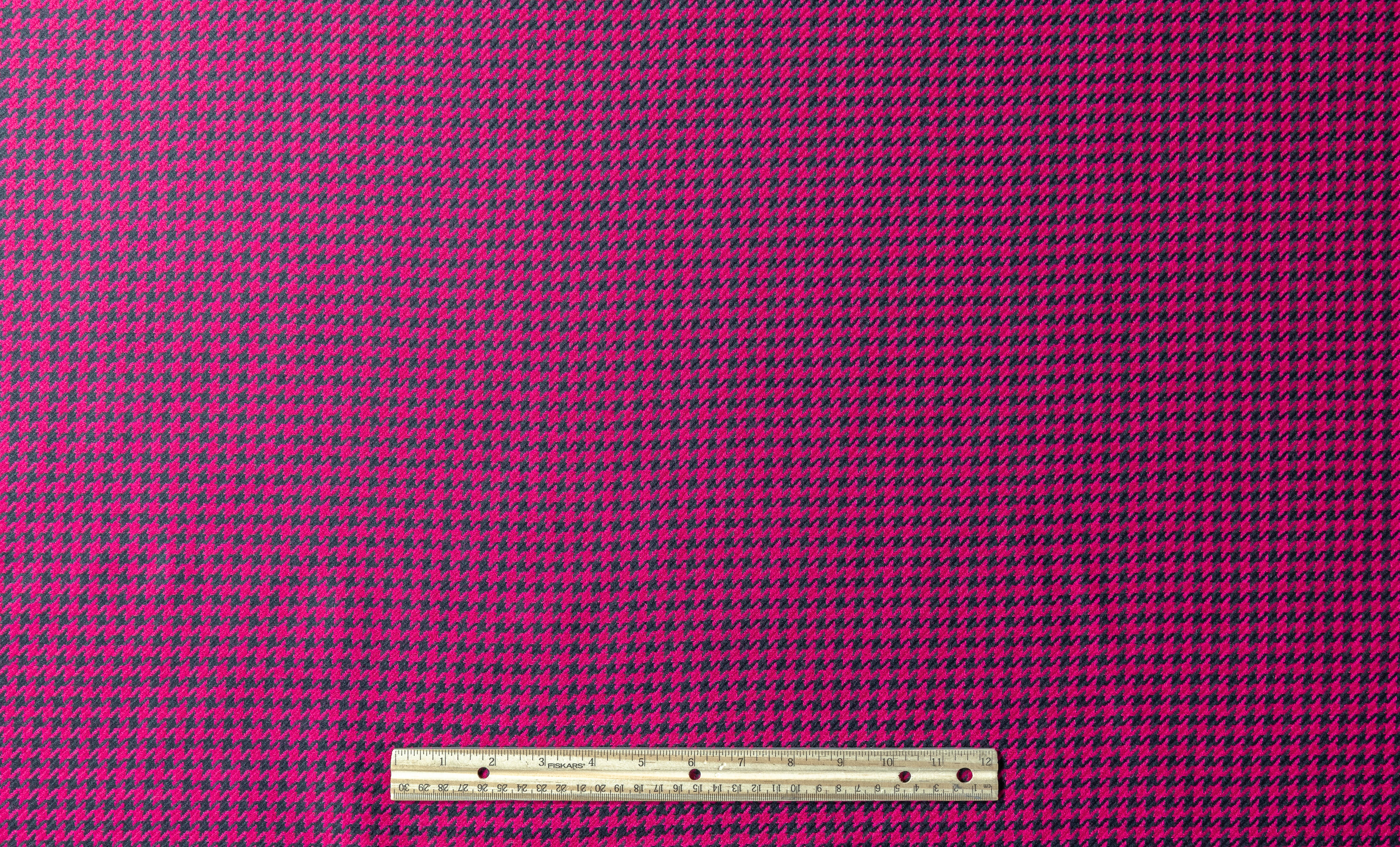 Houndstooth Italian Wool Suiting - Magenta / Black