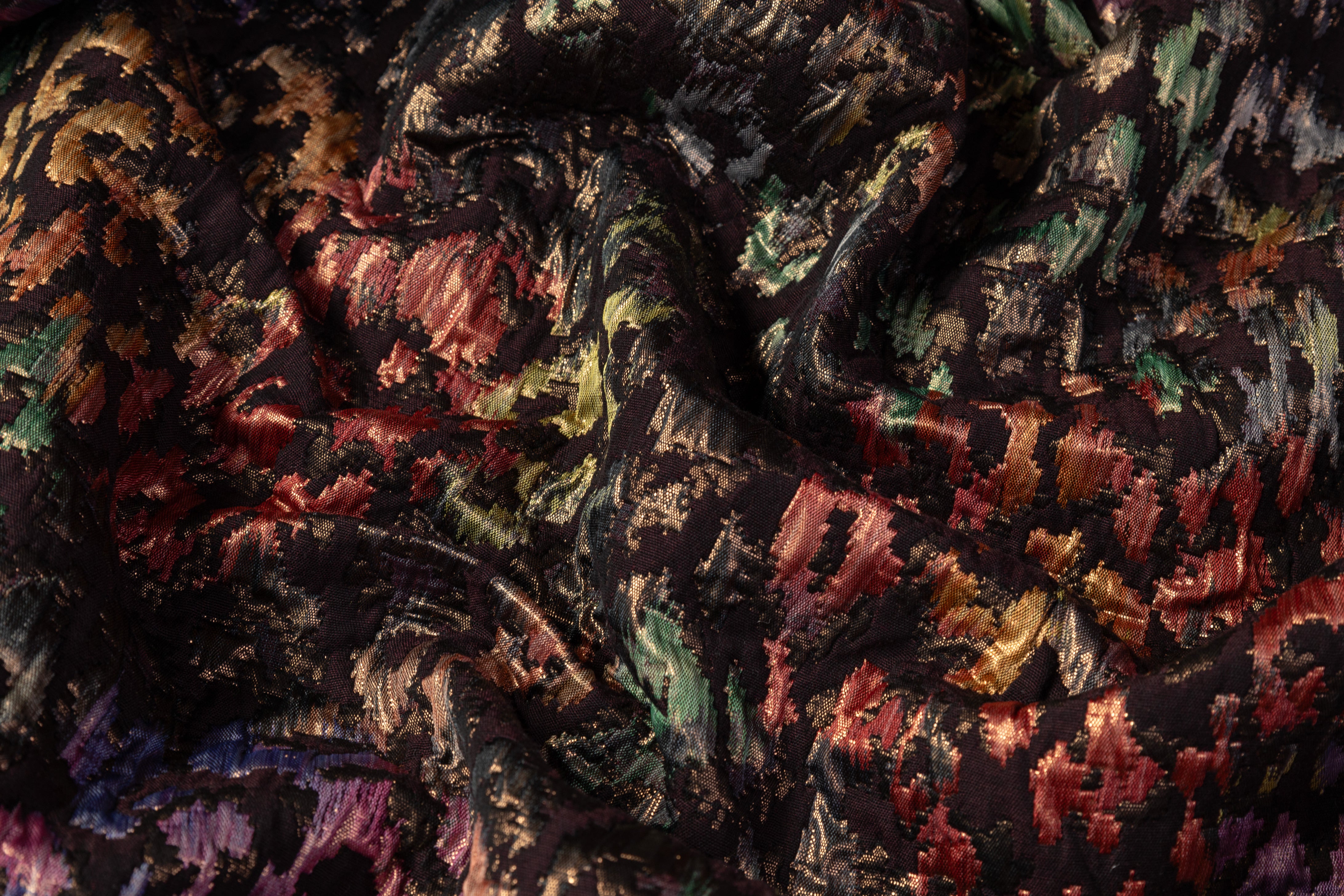 Metallic Italian Cheetah Chiné Brocade - Deep Plum / Brown