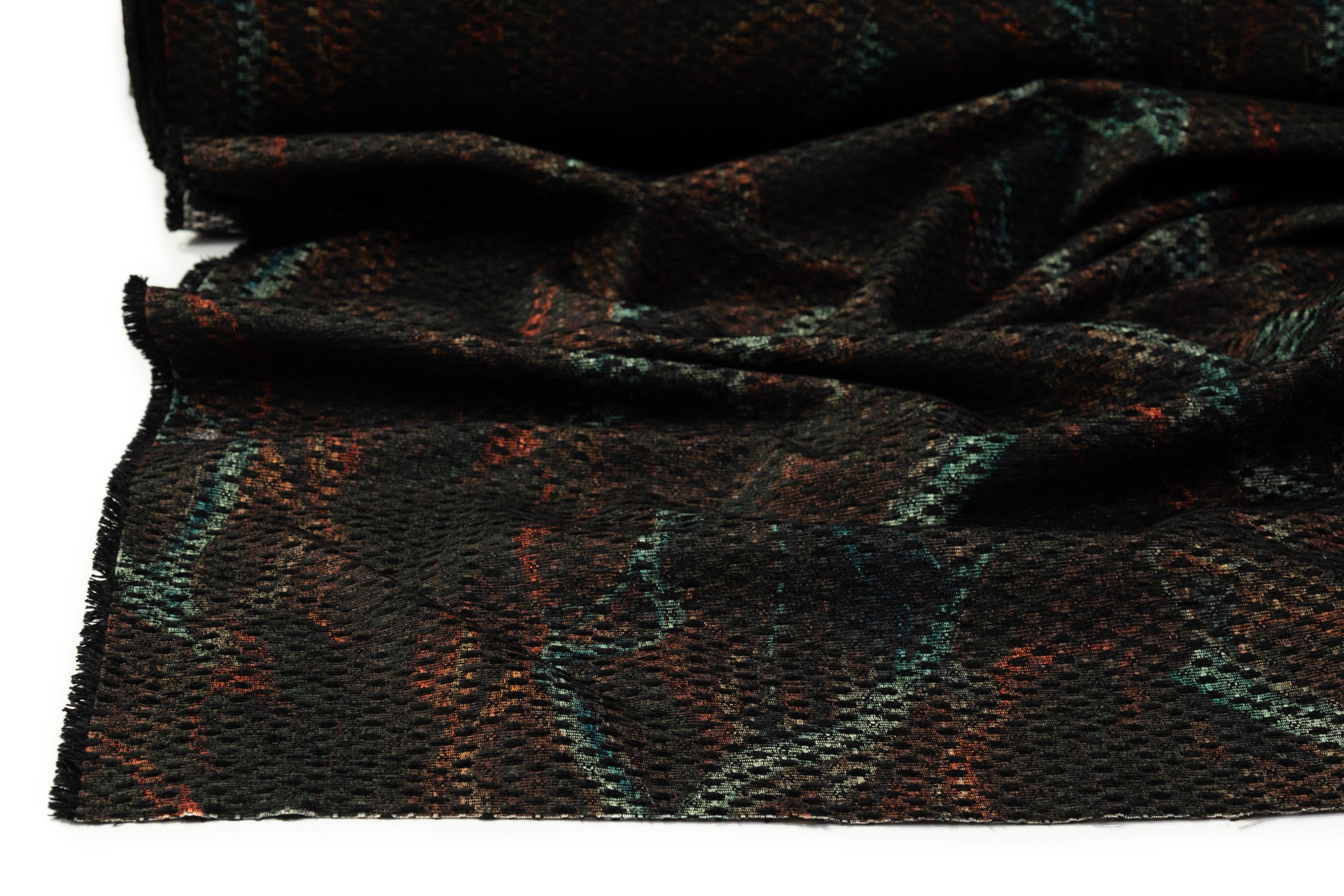 Abstract Printed Italian Chenille Brocade - Green