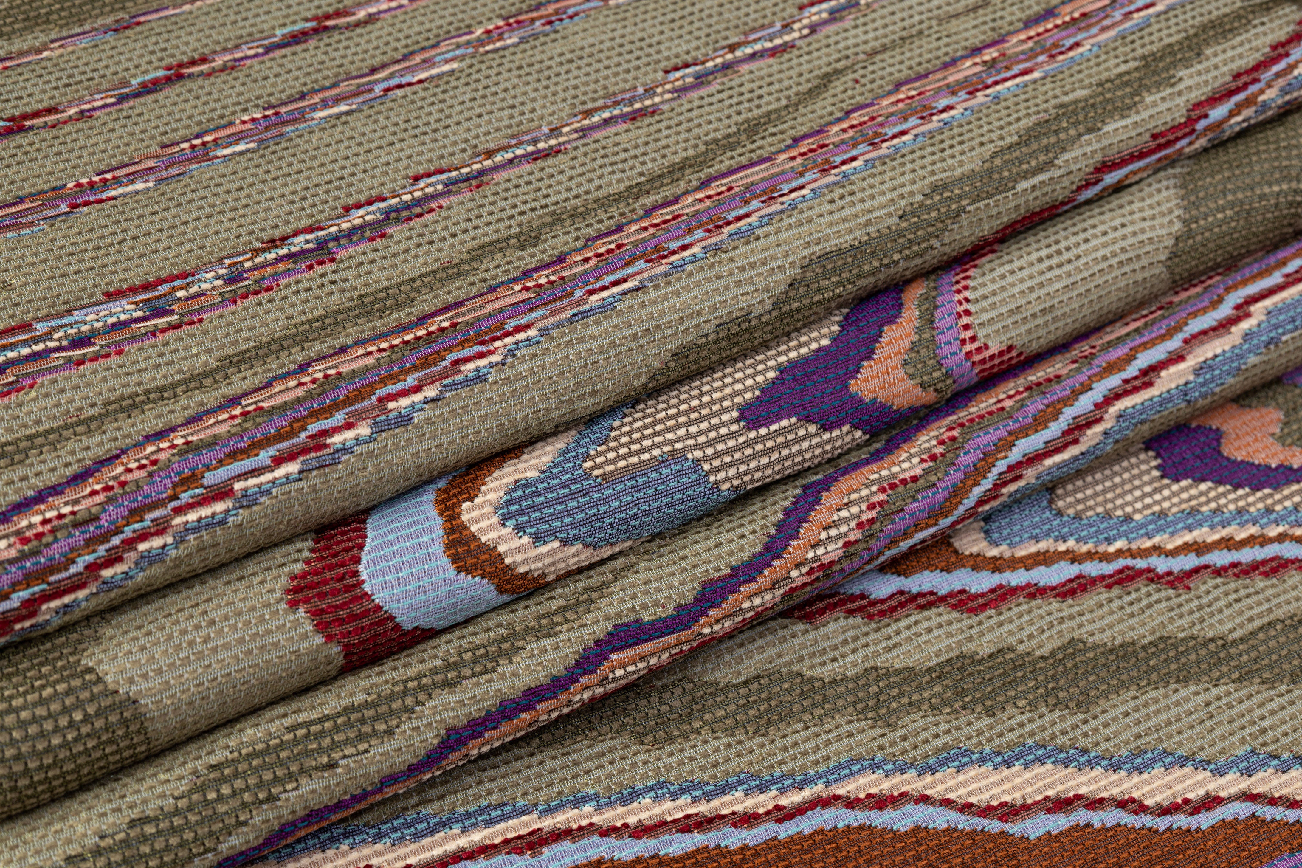Abstract Italian Brocade - Green / Multicolor