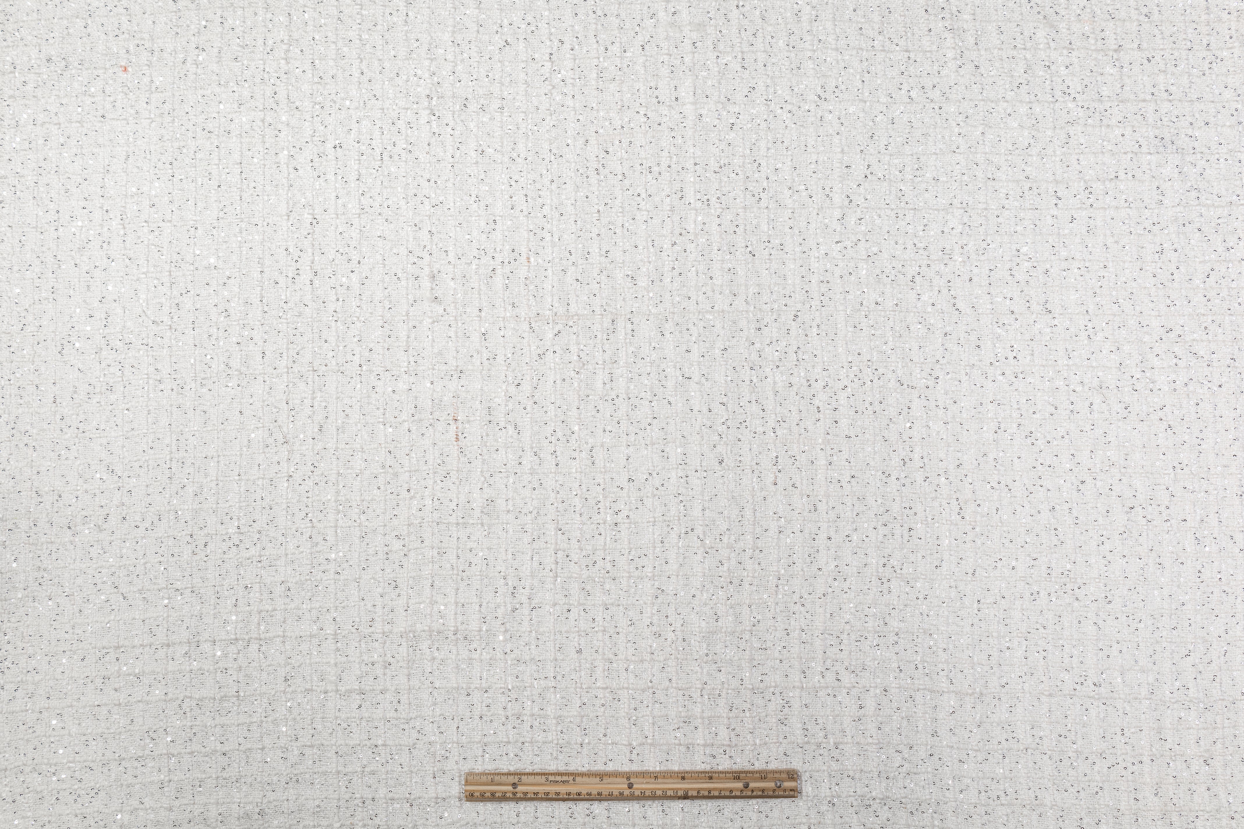 Sequined Chenille Tweed - White