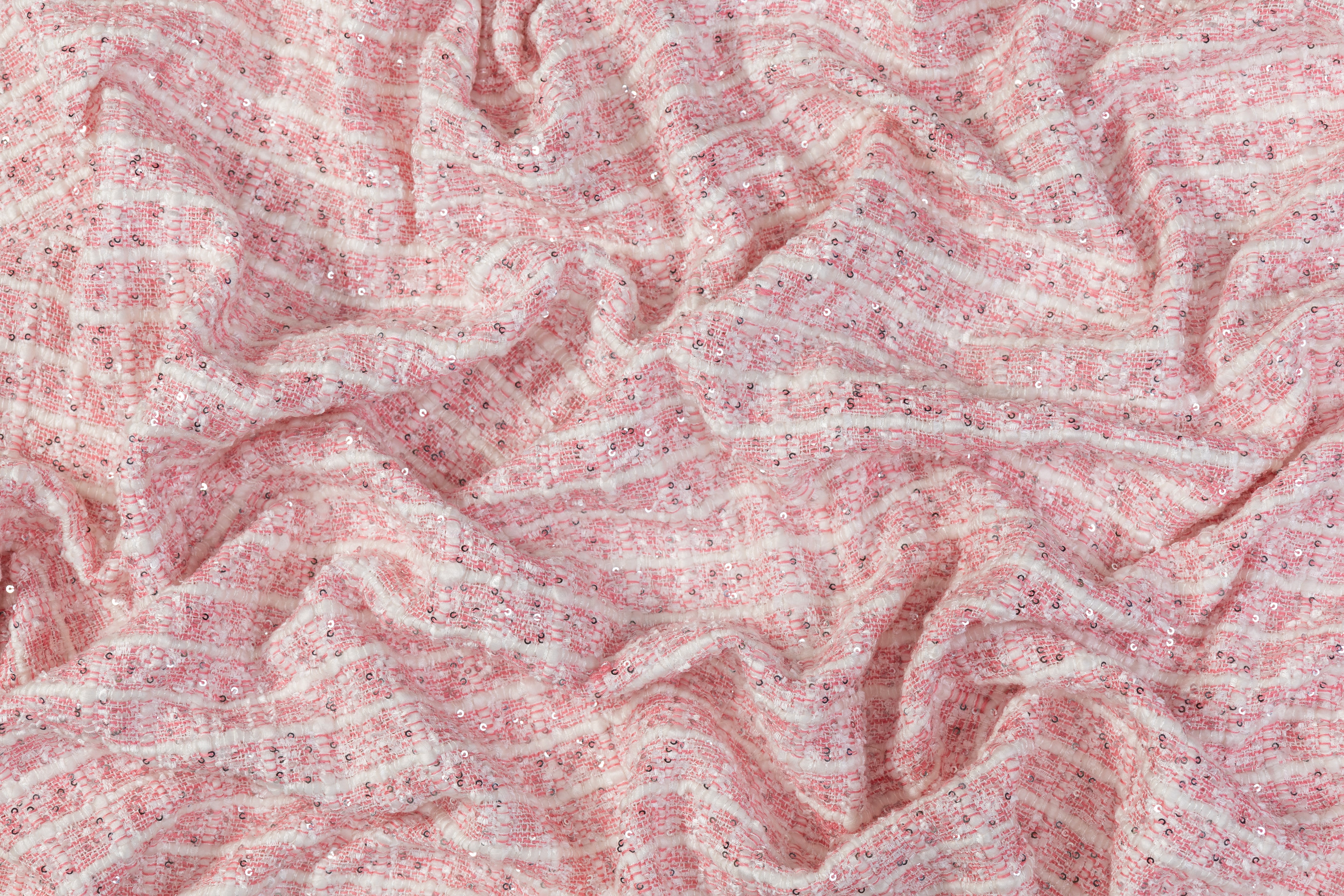 Sequined Chenille Tweed - Pink / White