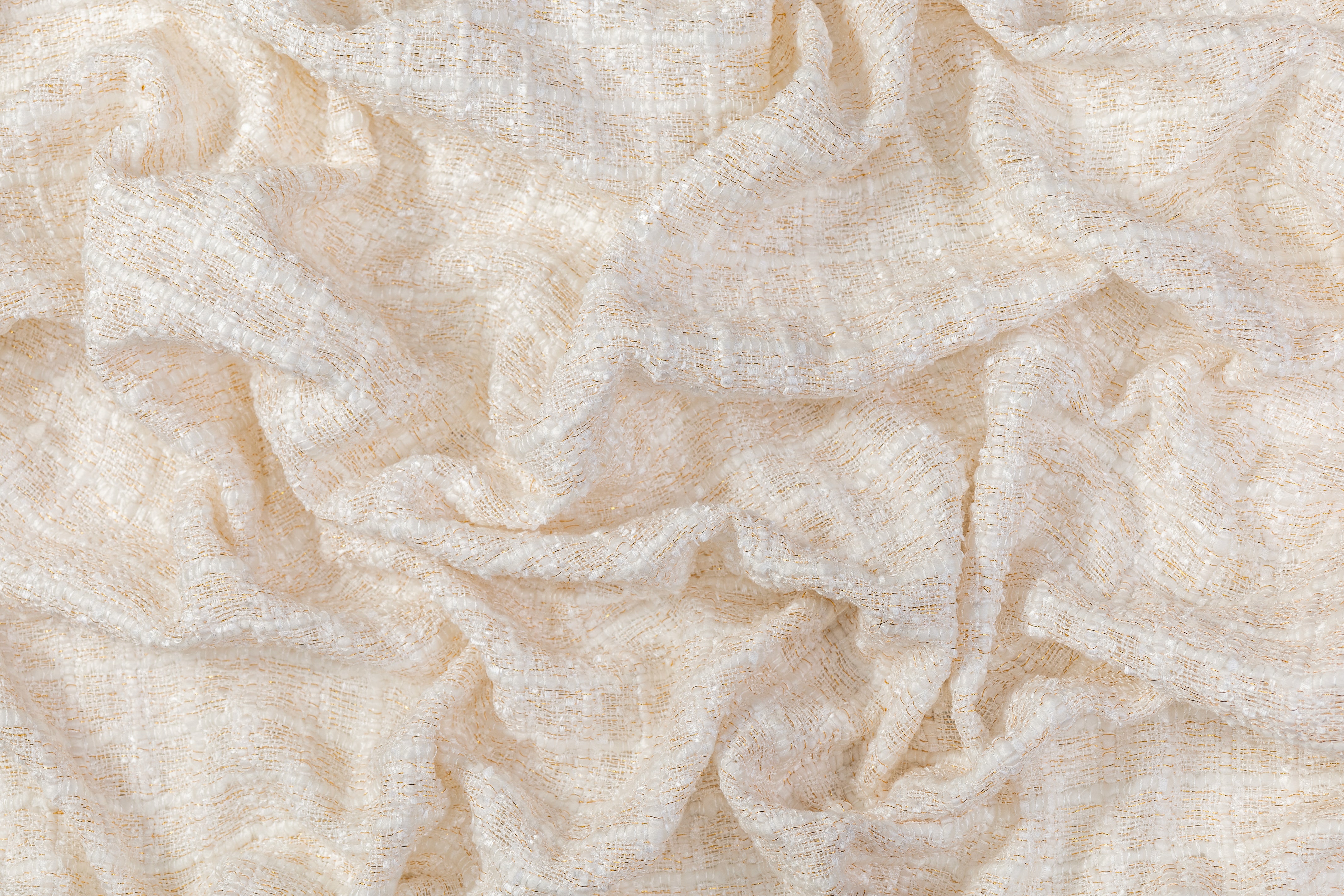 Metallic Chenille Tweed - White / Gold