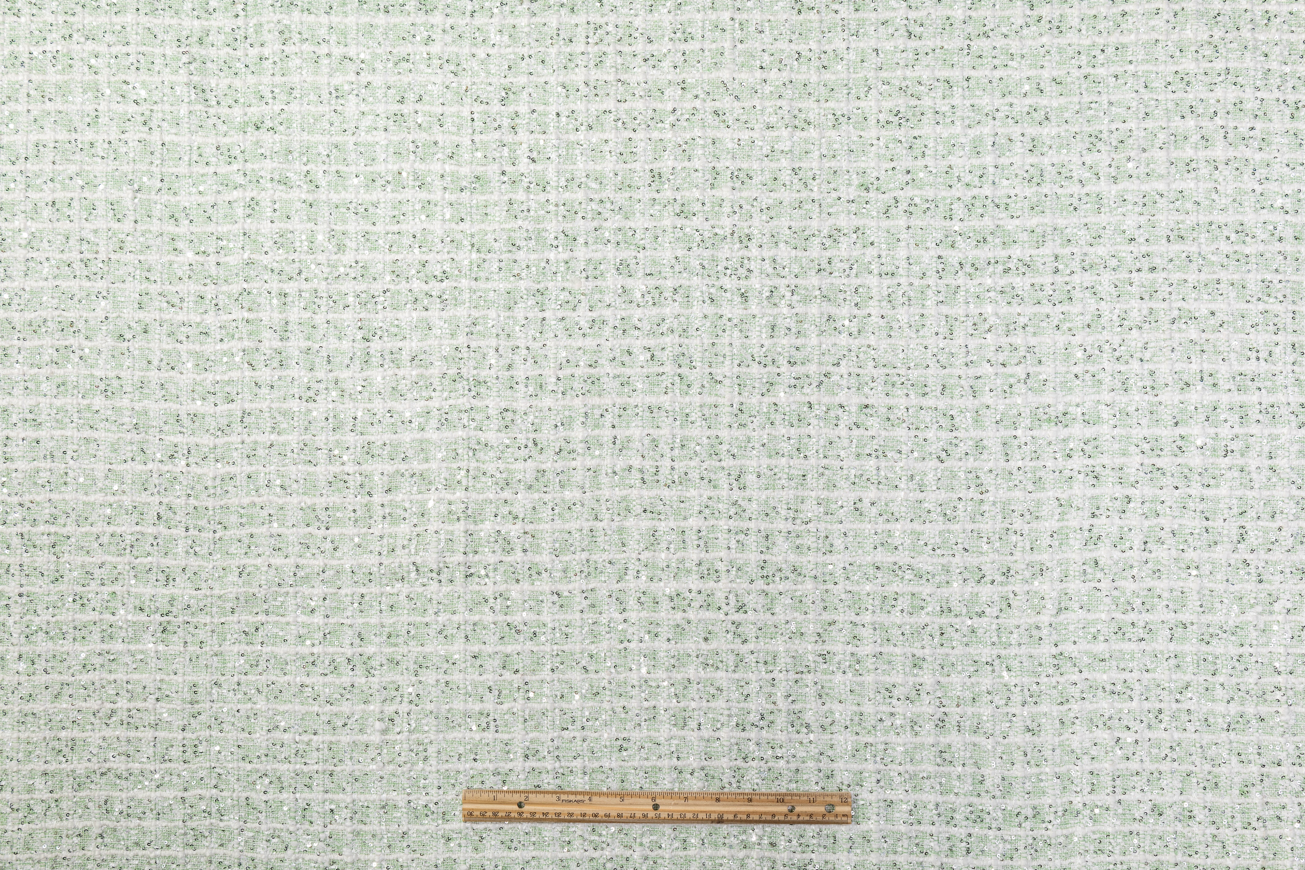 Sequined Chenille Tweed - Green / White