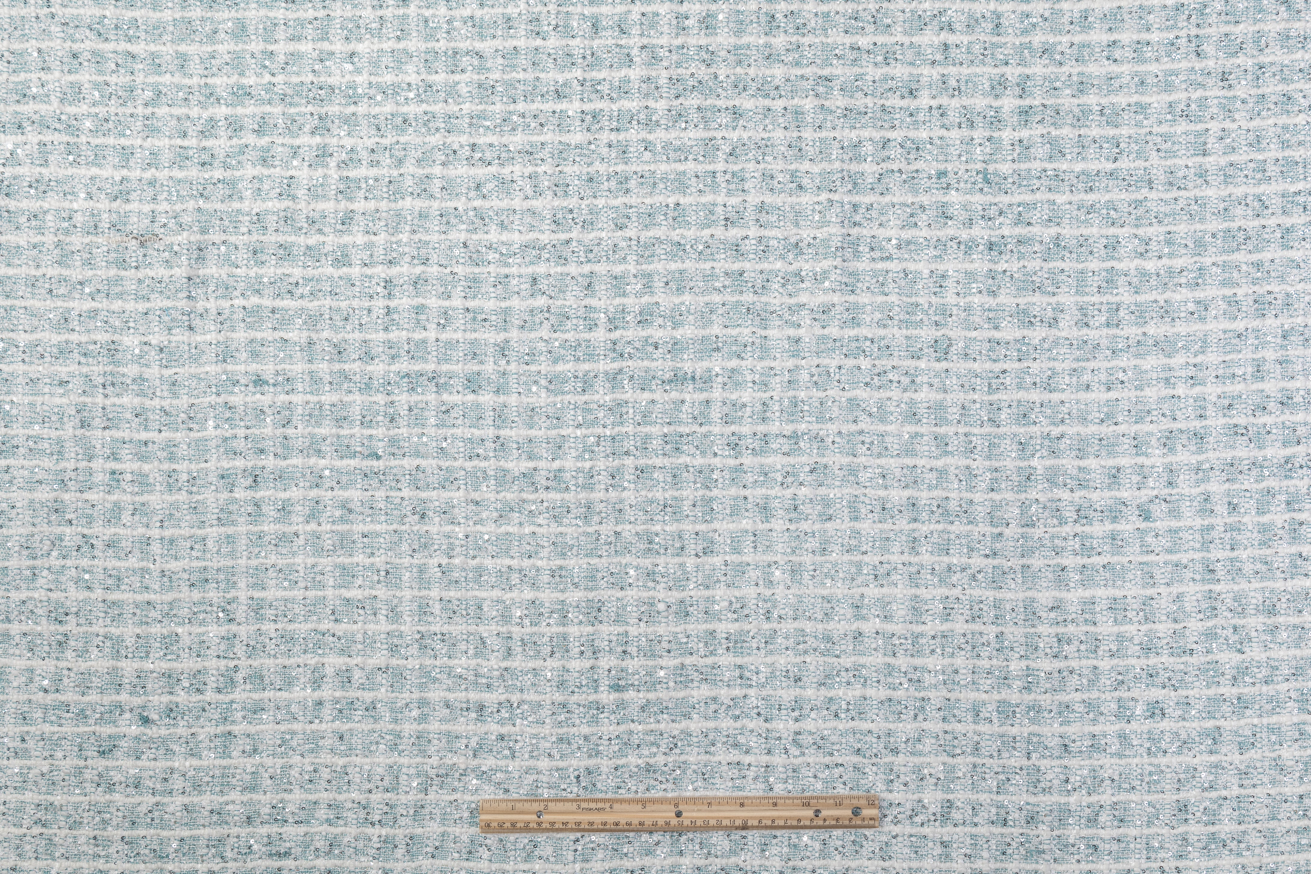Sequined Chenille Tweed - Blue / White