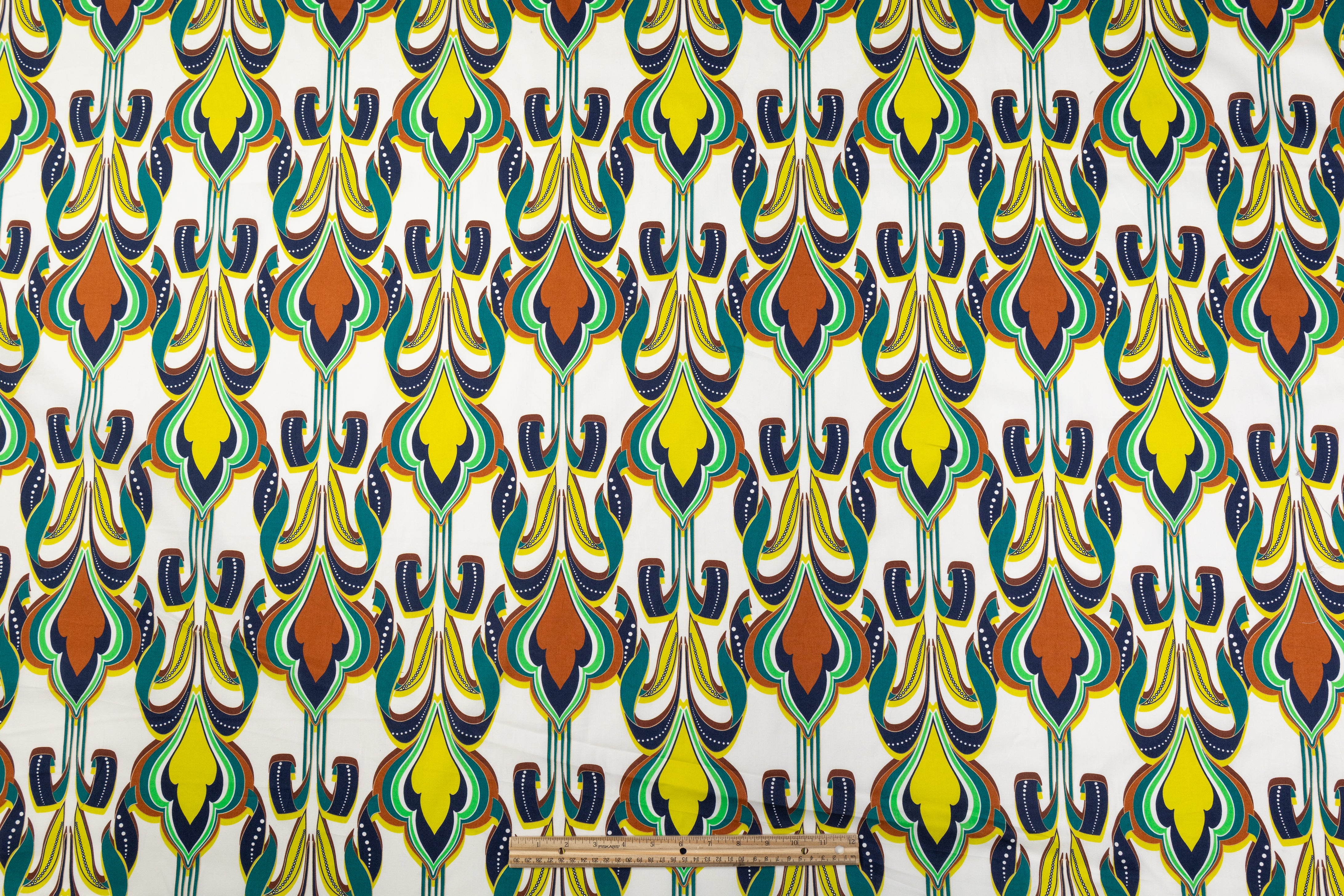 Printed Italian Cotton - Green / Brown / Yellow